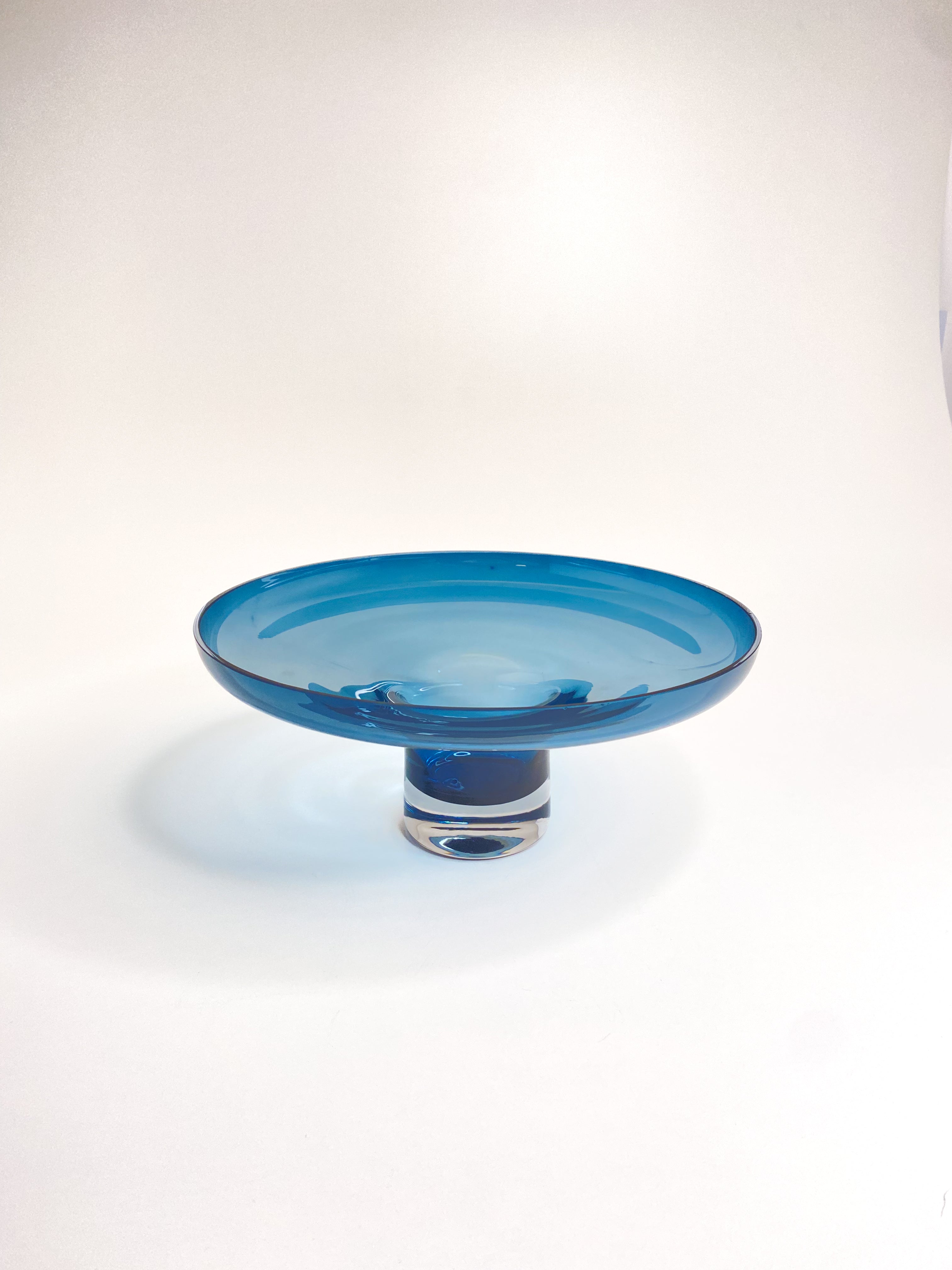 Par de Vasos / Fruteira de cristal azul