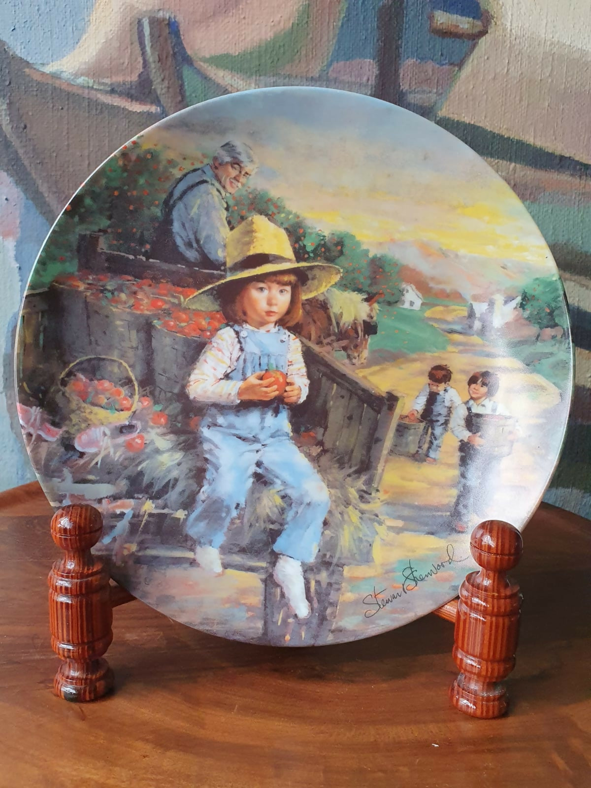 Prato decorativo raro de colecionador "Pick of the Crop", 1987, Dominion China, Ontario Canada. Maravilhoso!