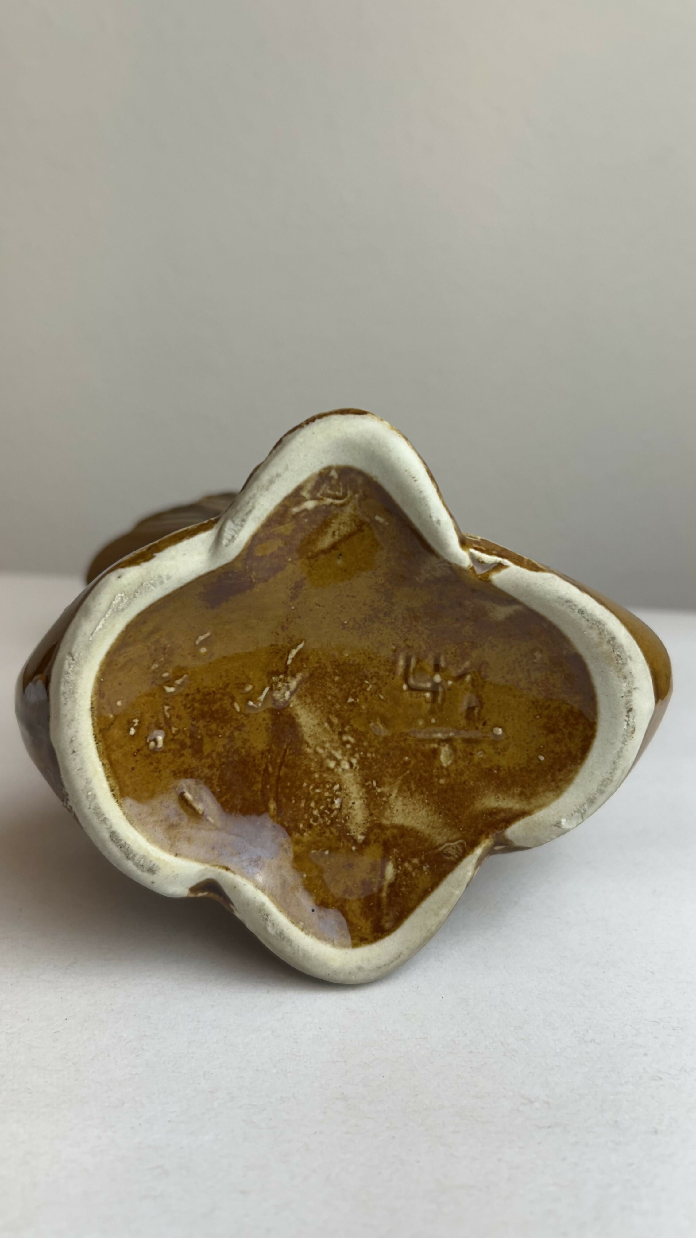 Vaso Escultural Vintage Anos 60/70 Cerâmica Âmbar