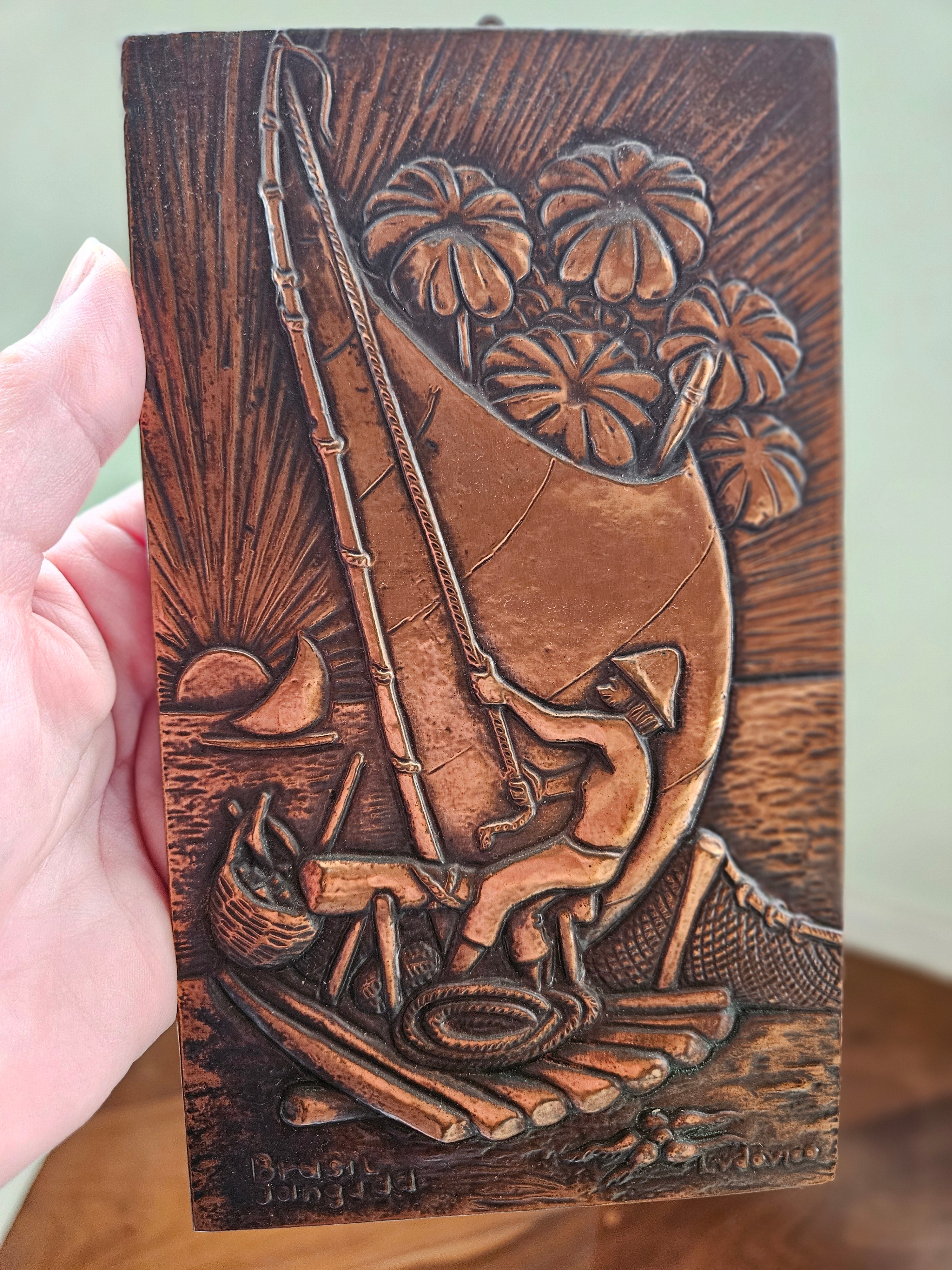 Quadros Vintage em Cobre Repujado - Par - Assinados Ludovico (Cobrarte, Anos 70)