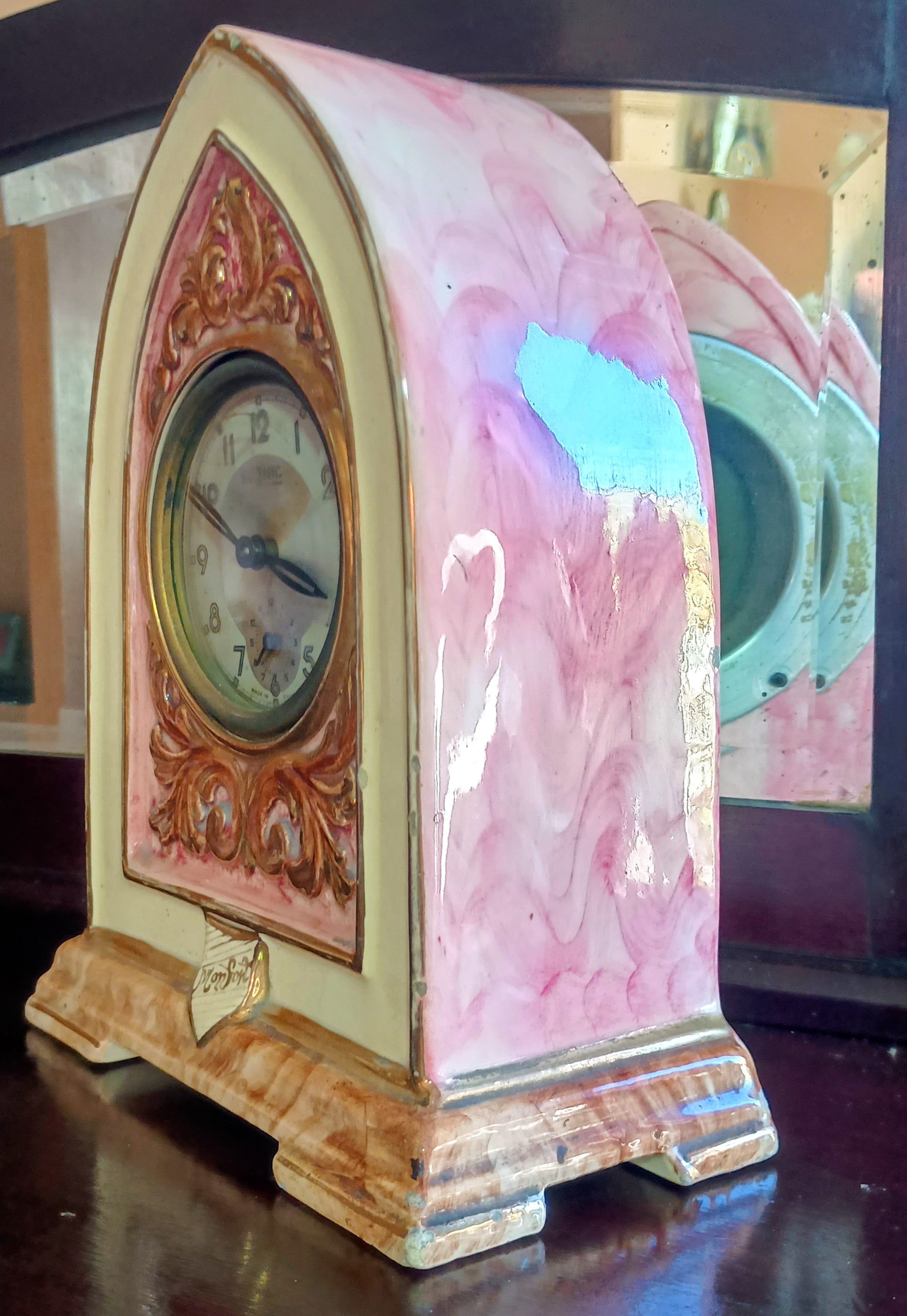RELÓGIO DE MESA FRANCÊS BETHIC – FAIANÇA ART DÉCO – DÉCADA DE 1930/40