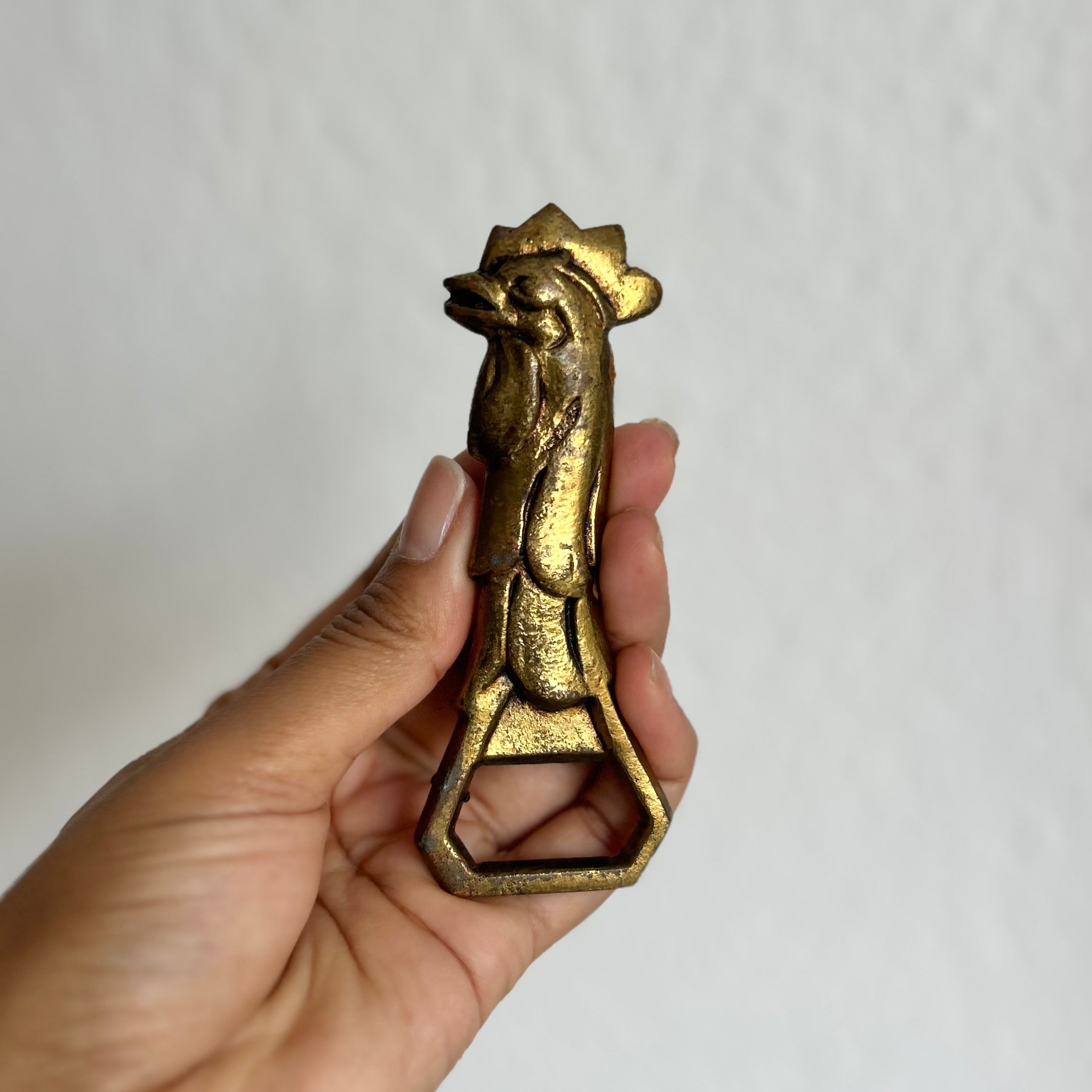 Abridor de Garrafa Vintage Galo em latão dourado 