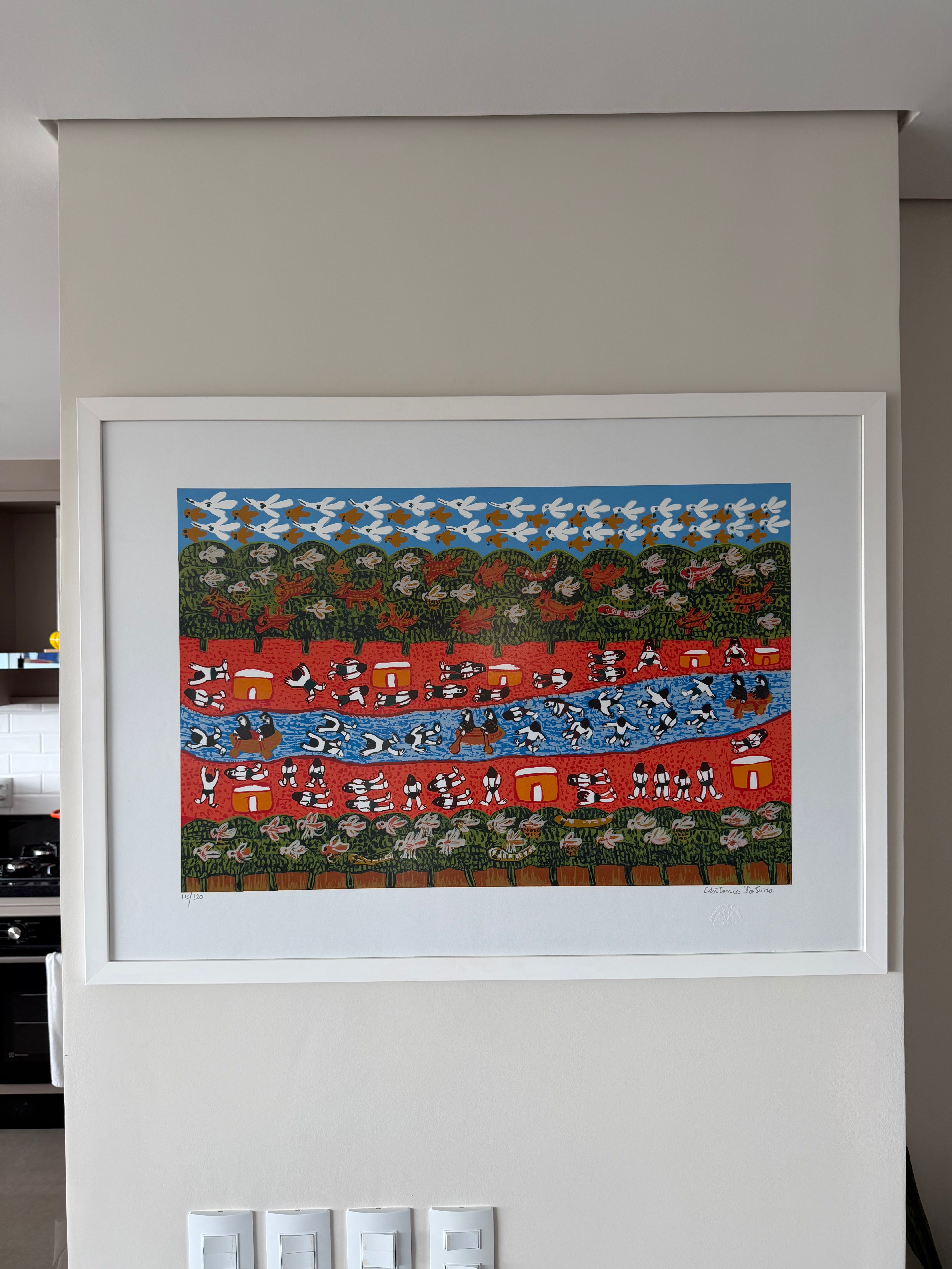 Legítimo e grandioso Quadro com Gravura gigante Antônio Poteiro 107x78cm