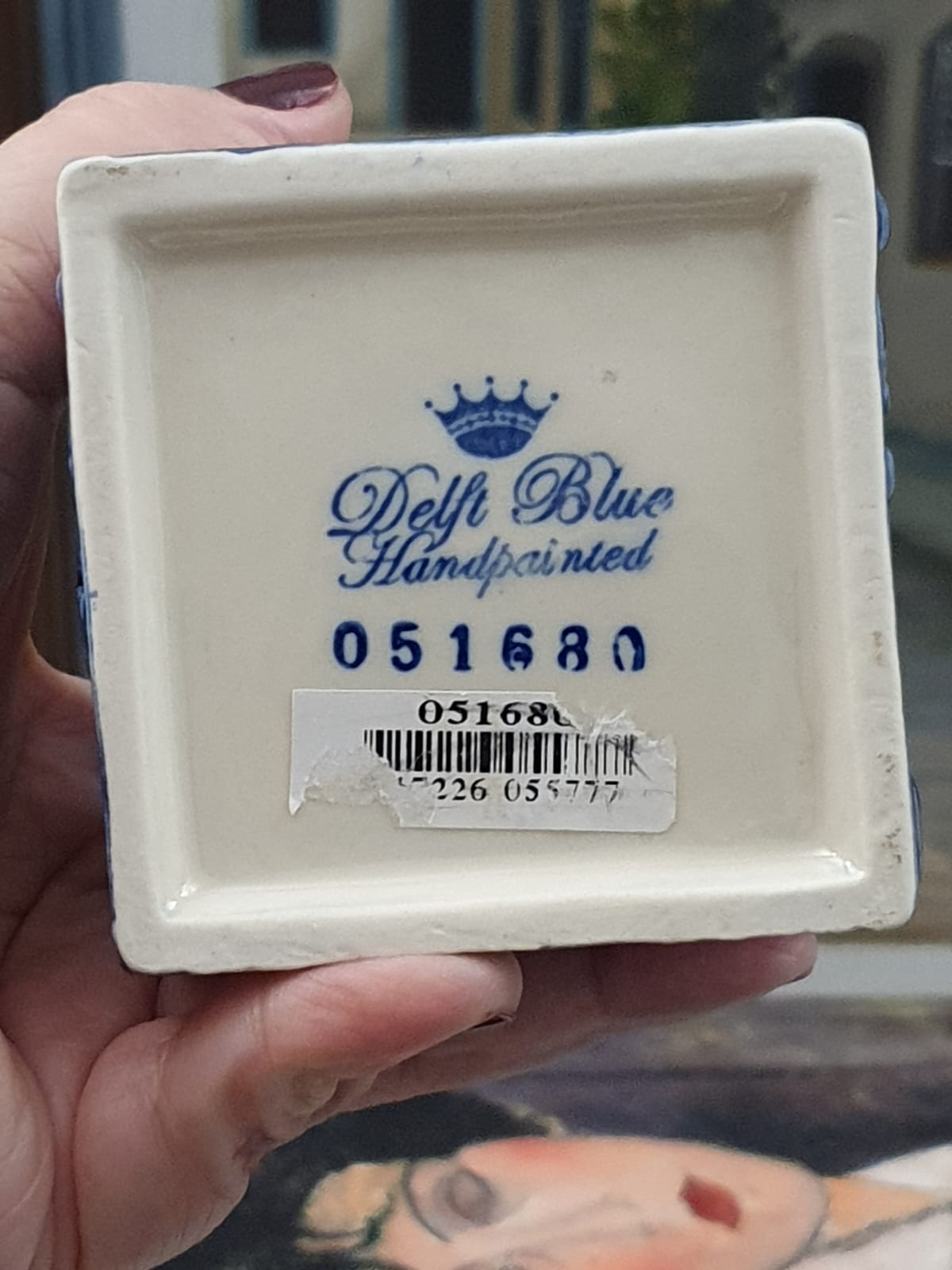 Casinha porta velas em porcelana holandesa azul e branca Delft, prédio de padaria (Bakery), no 1699