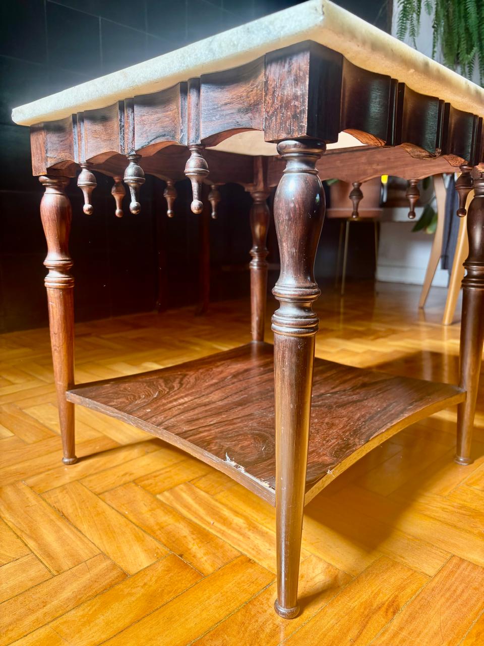 Mesa em jacarandá retangular com tampo de mármore (DMCPS_077)