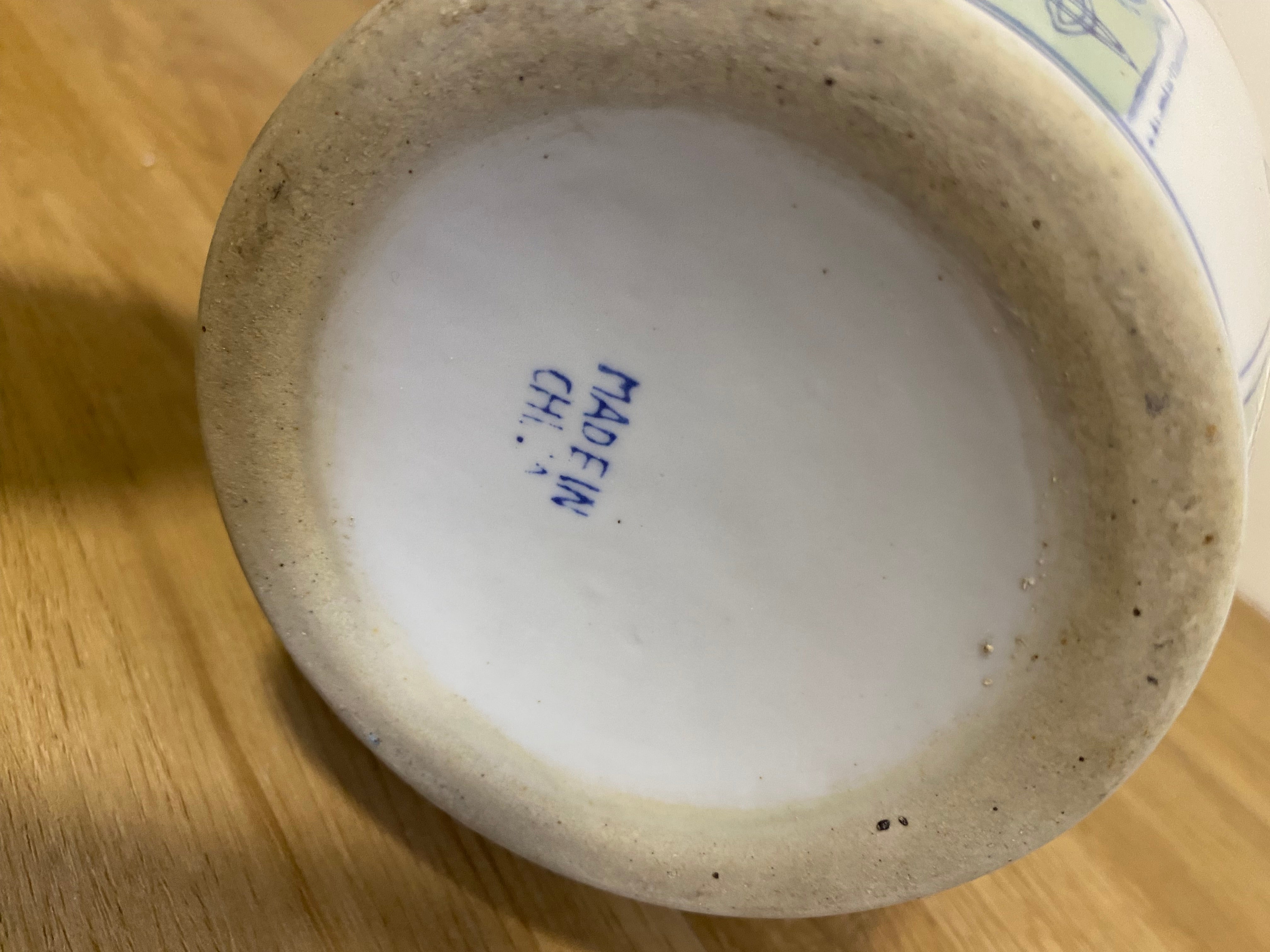 Vaso Cerâmica Chinesa com pintura floral feita à mão 
