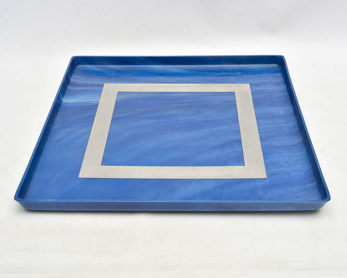 Grande Bandeja Quadrada anos 70 em acrílico azul