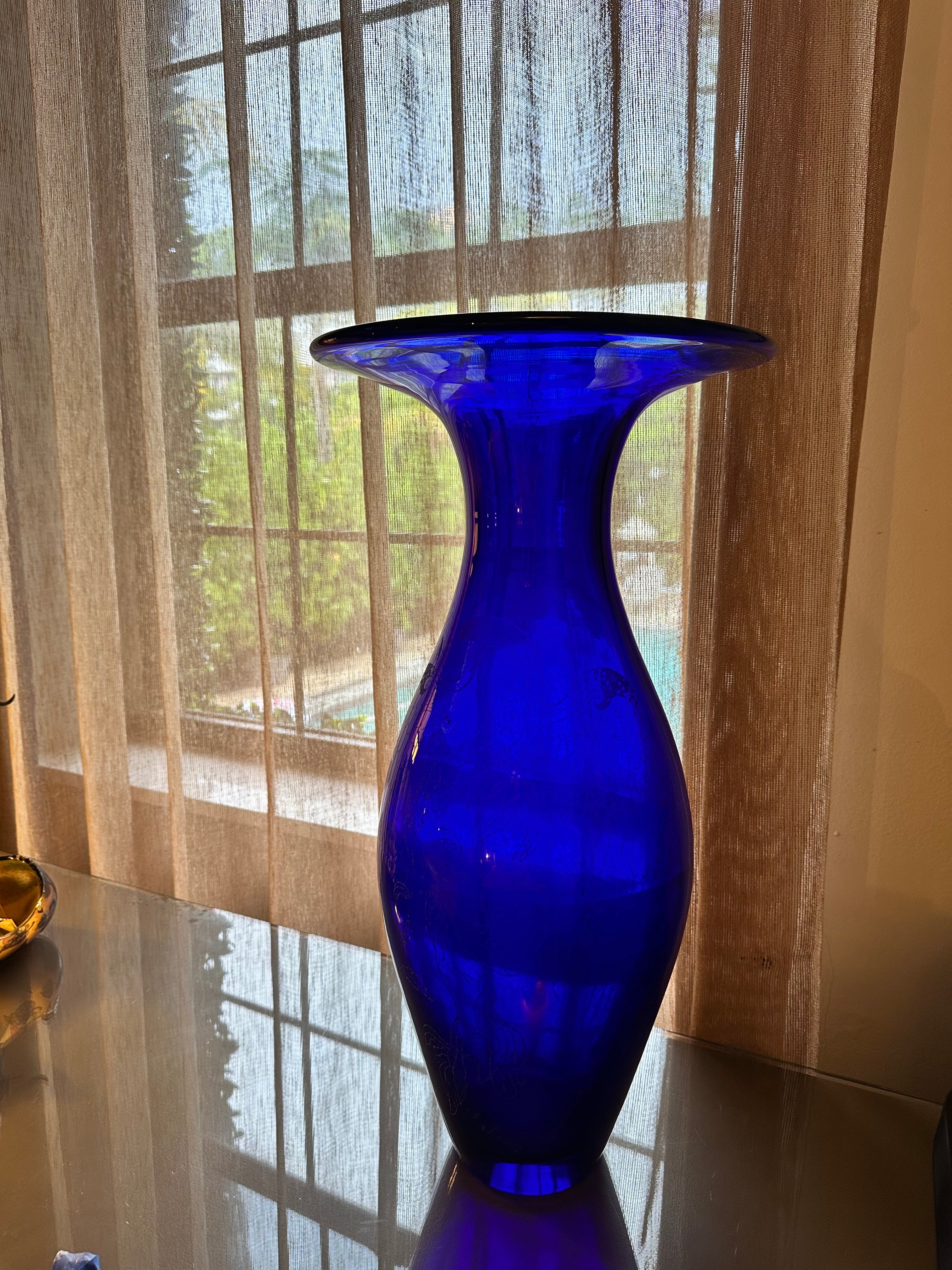 Vaso monumental em vidro azul cobalto VINCENZO EULISSE × SEGUSO VETRI D’ARTE 🇮🇹