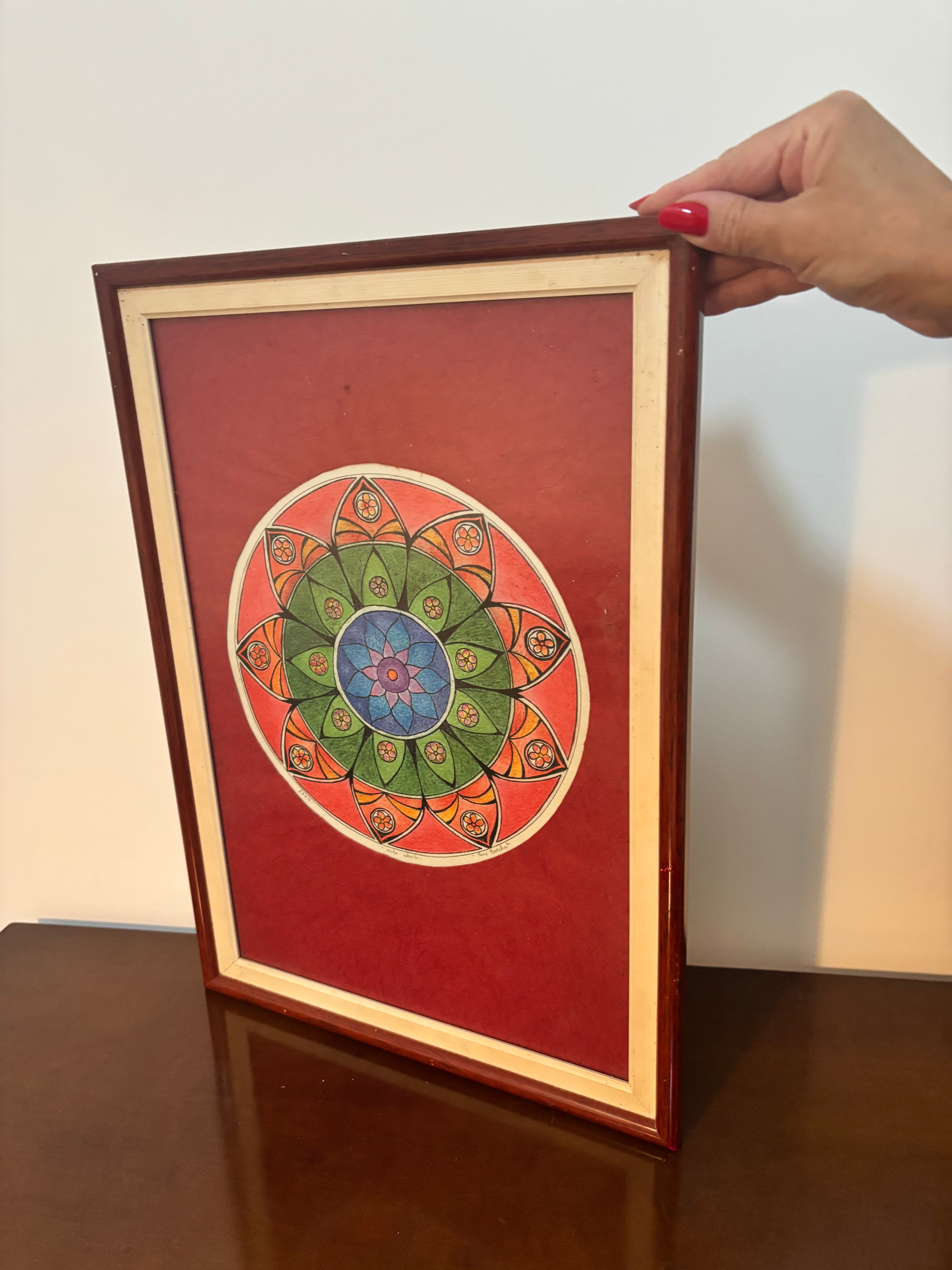 Quadro Antigo Mandala Original Pintada à Mão – Rene Boechat  2004