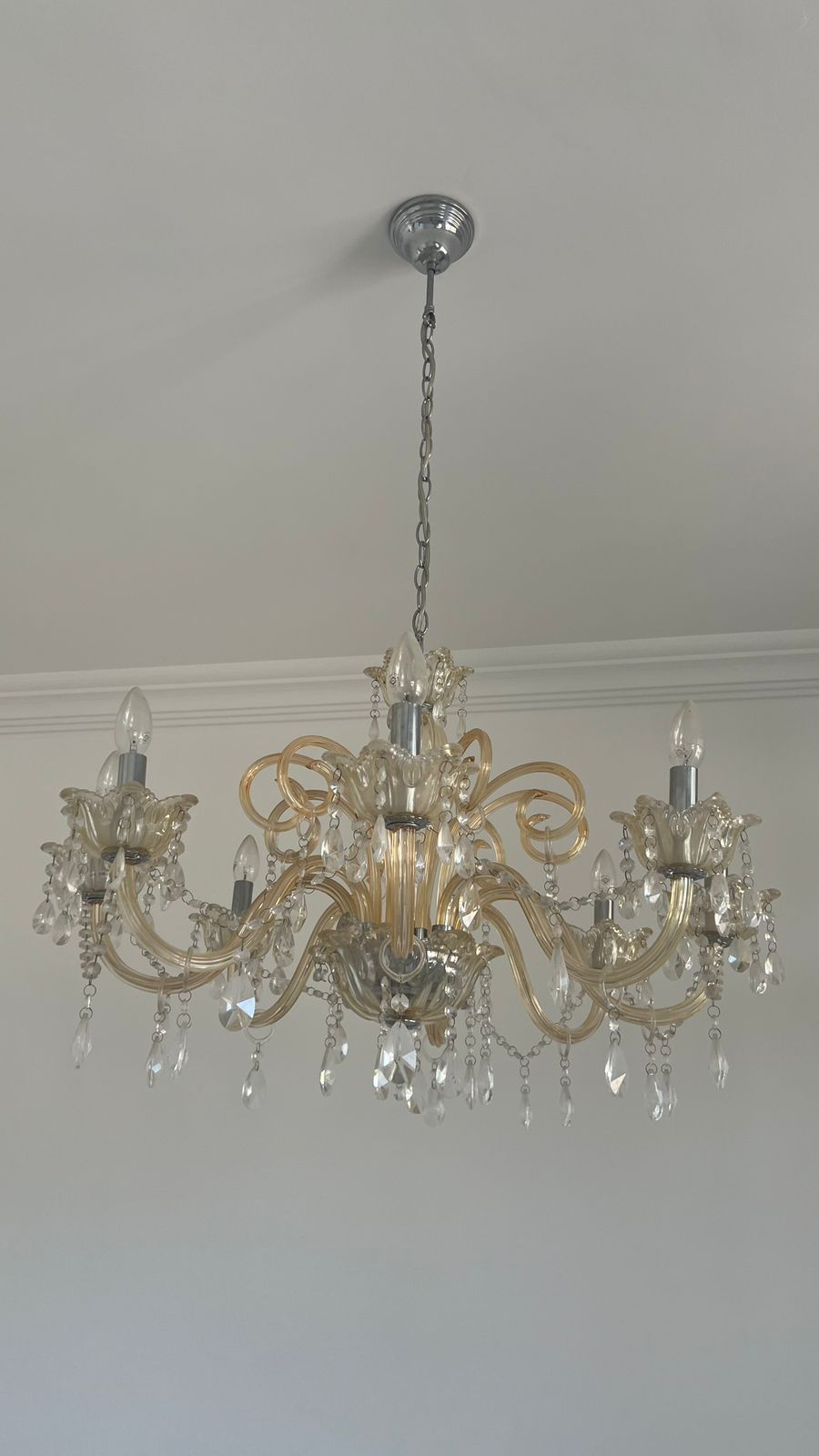 Lustre Cristal Candelabros Rosé 8 braços