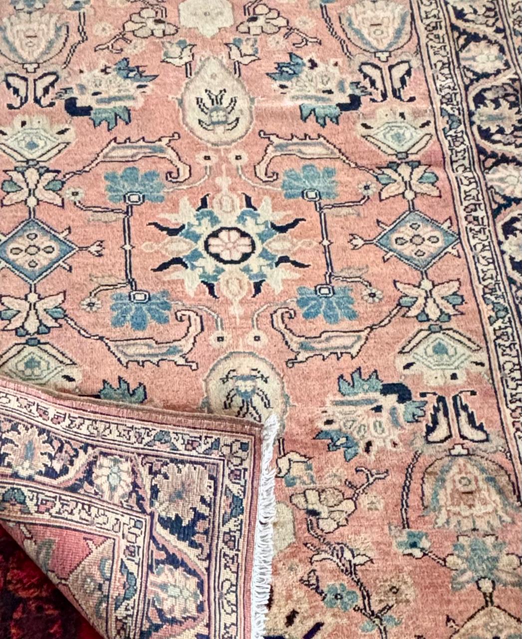 Tapete persa Tabriz em tons de rosa e azul, 180 × 125 cm (DMCPS_083)