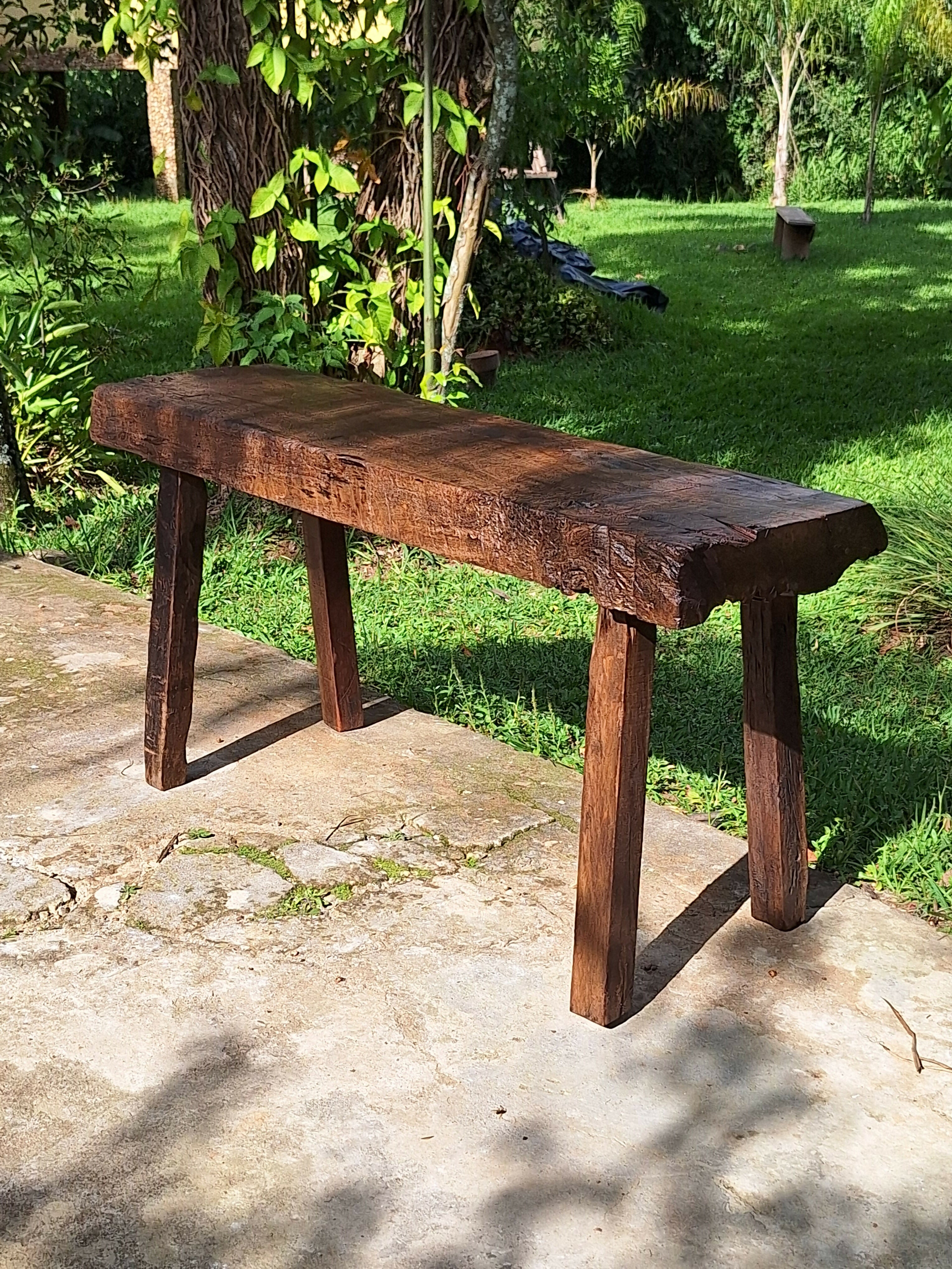 Bancada de Trabalho Antiga Prancha de Madeira Maciça Garimpo Mineiro