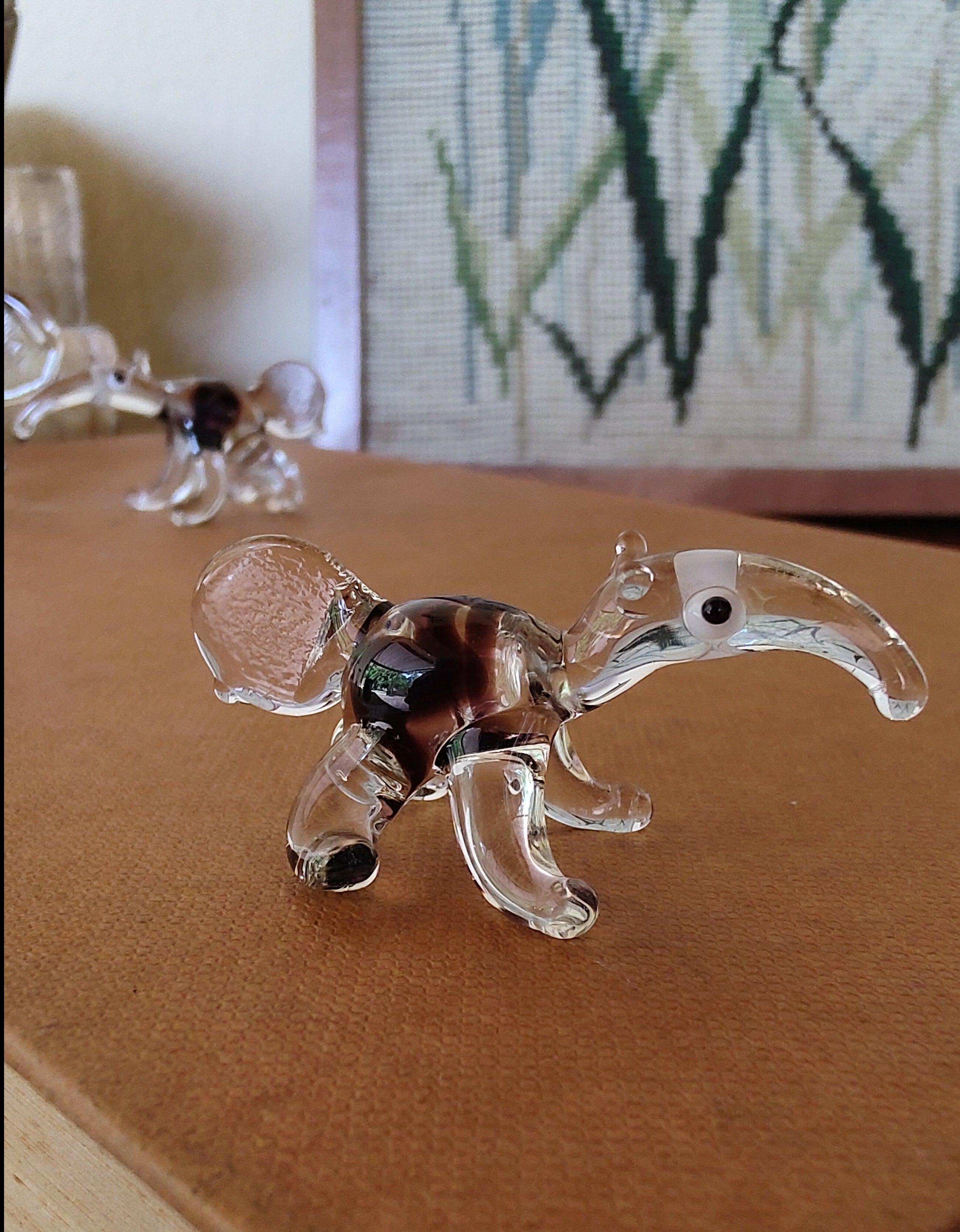 Trio de Miniaturas de Tamanduás modeladas em Murano