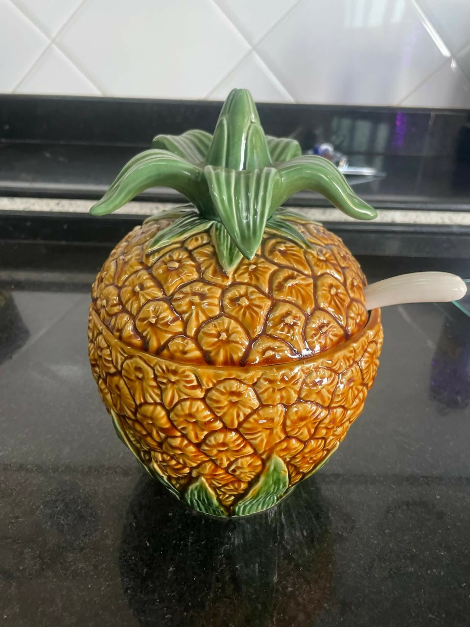Poncheira Abacaxi Portuguesa em faiança