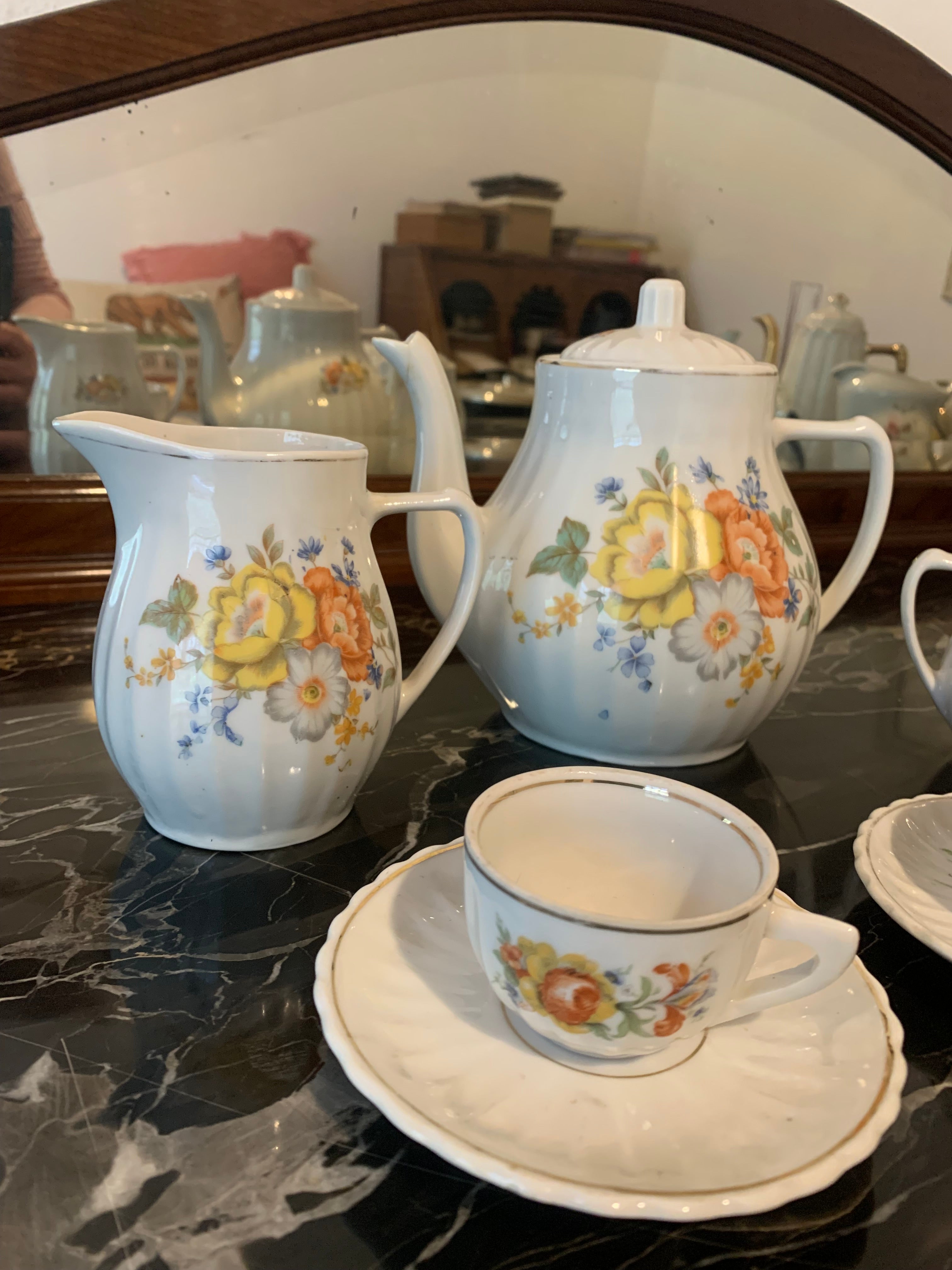 Jogo de café em porcelana canelada Pozzani