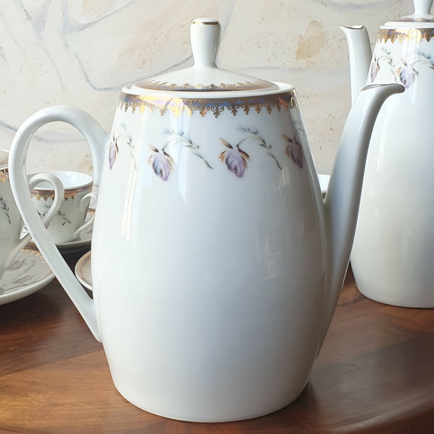 Conjunto para café em porcelana Schmidt, anos 50.