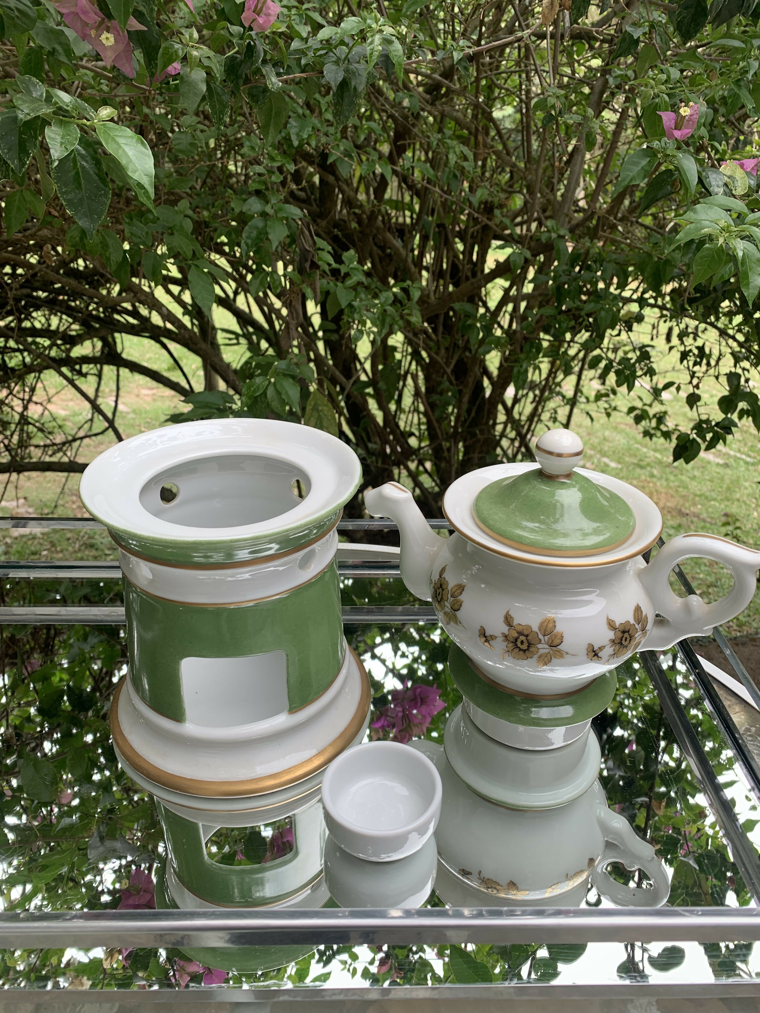 Bule com rechaud em porcelana Porbras Raríssimo