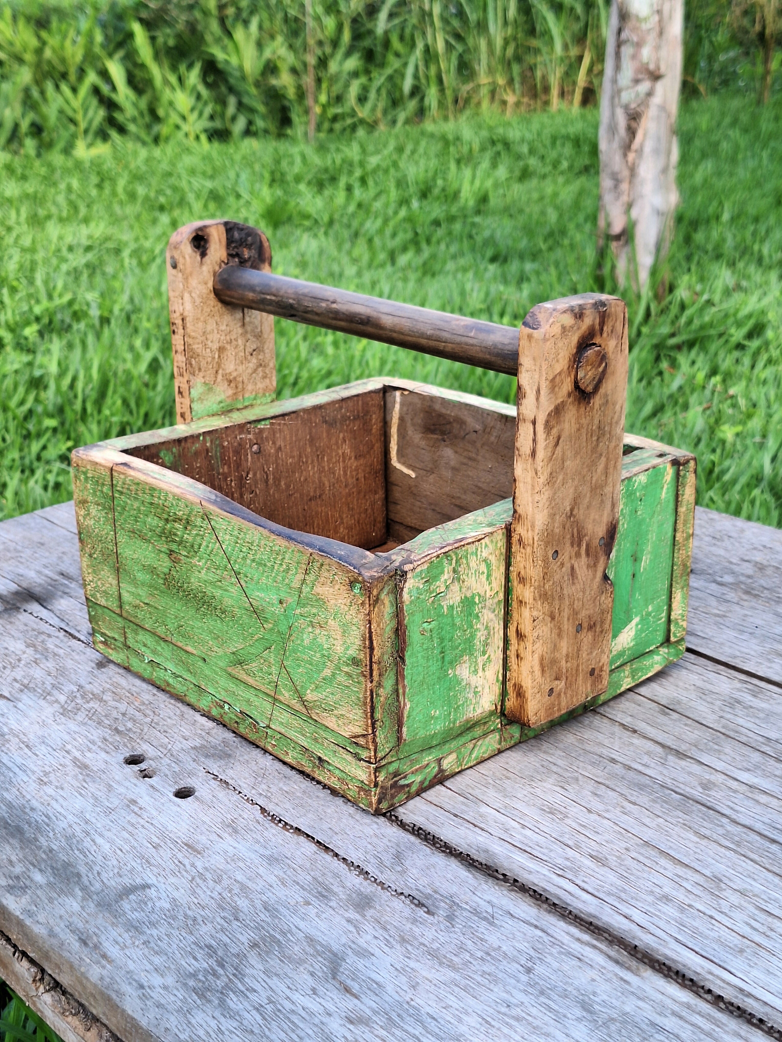 Caixa de Ferramenta Tinta Gasta Madeira Maciça Garimpo Mineiro