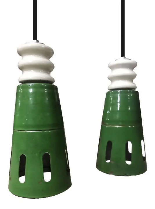 Par de Luminárias Pendentes verde e branco - Estilo Industrial
