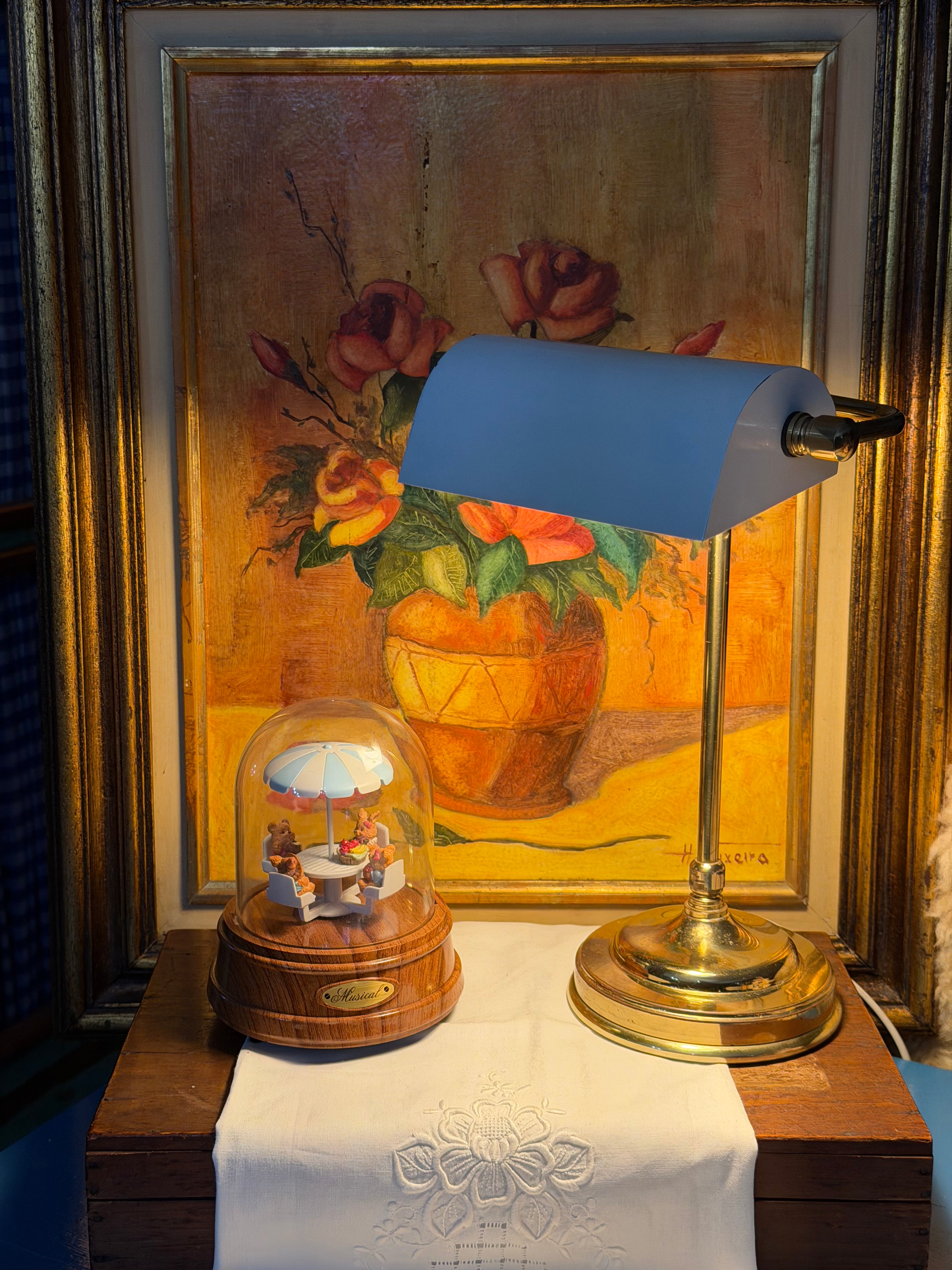   Antiga clássica luminária / candeeiro de mesa estilo banqueiro (banker&