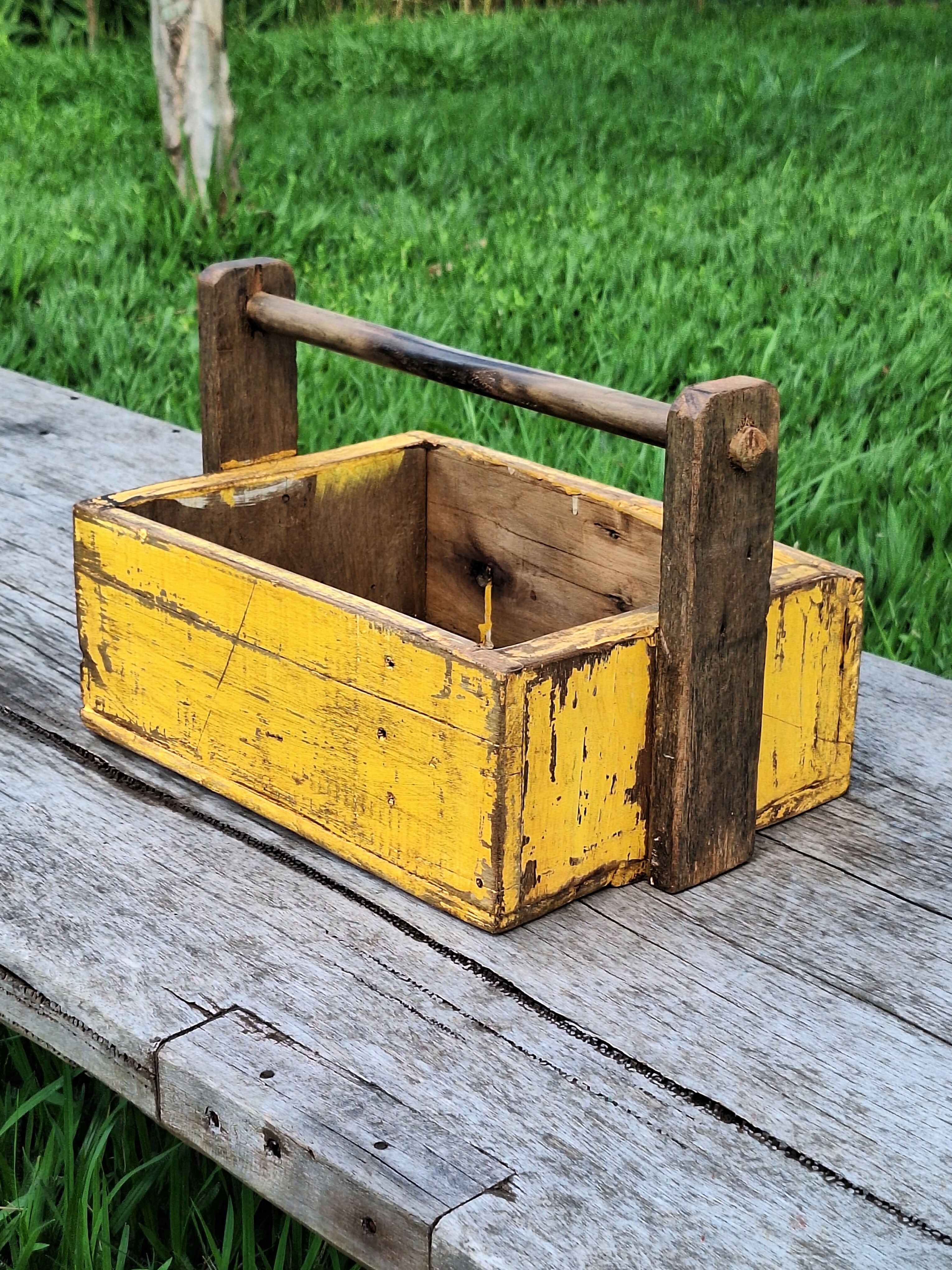 Caixa de Ferramenta Tinta Gasta Madeira Maciça Garimpo Mineiro