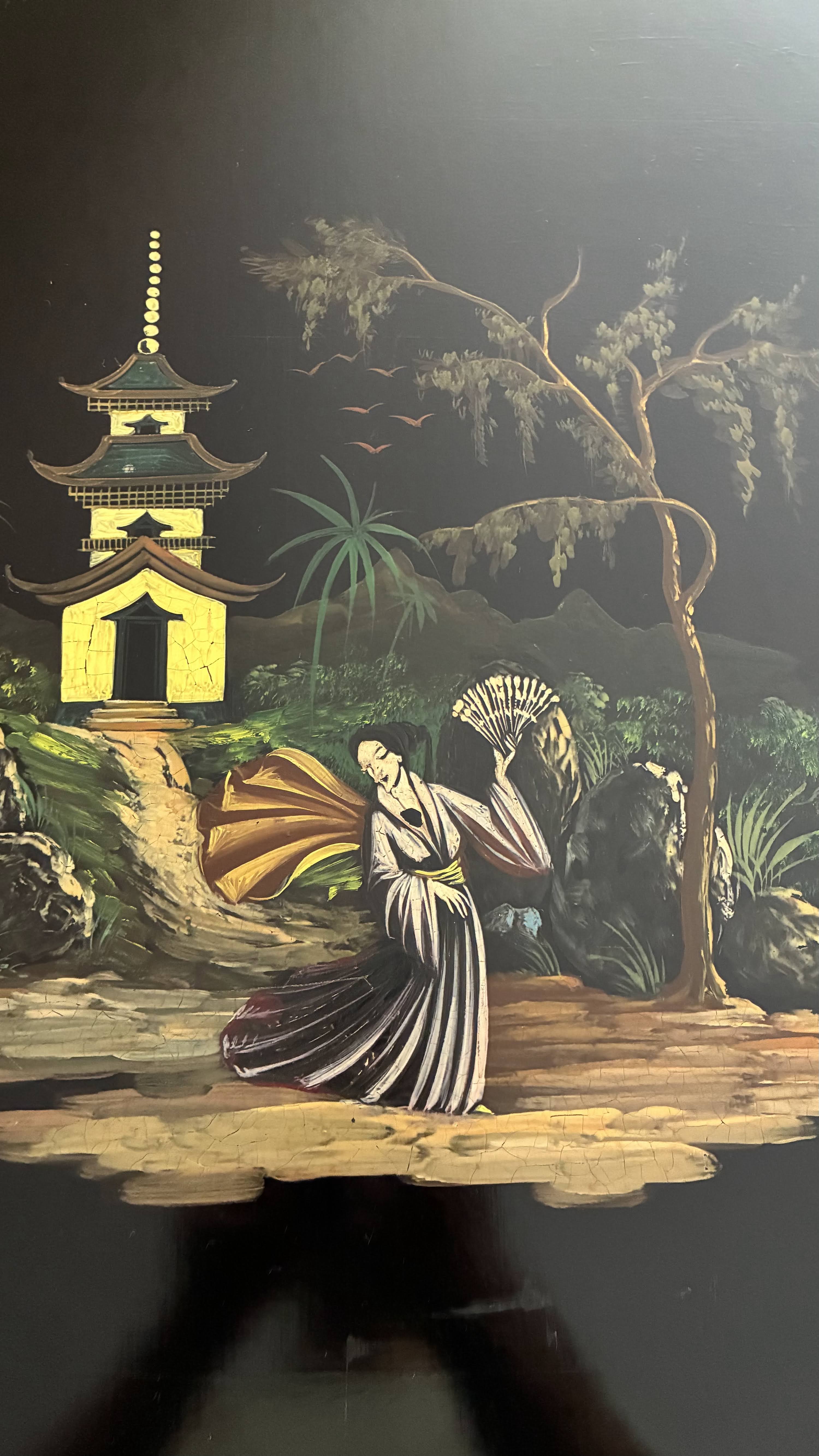 Mesa de Jantar Antiga em Laca preta - Estilo Oriental Chinesa