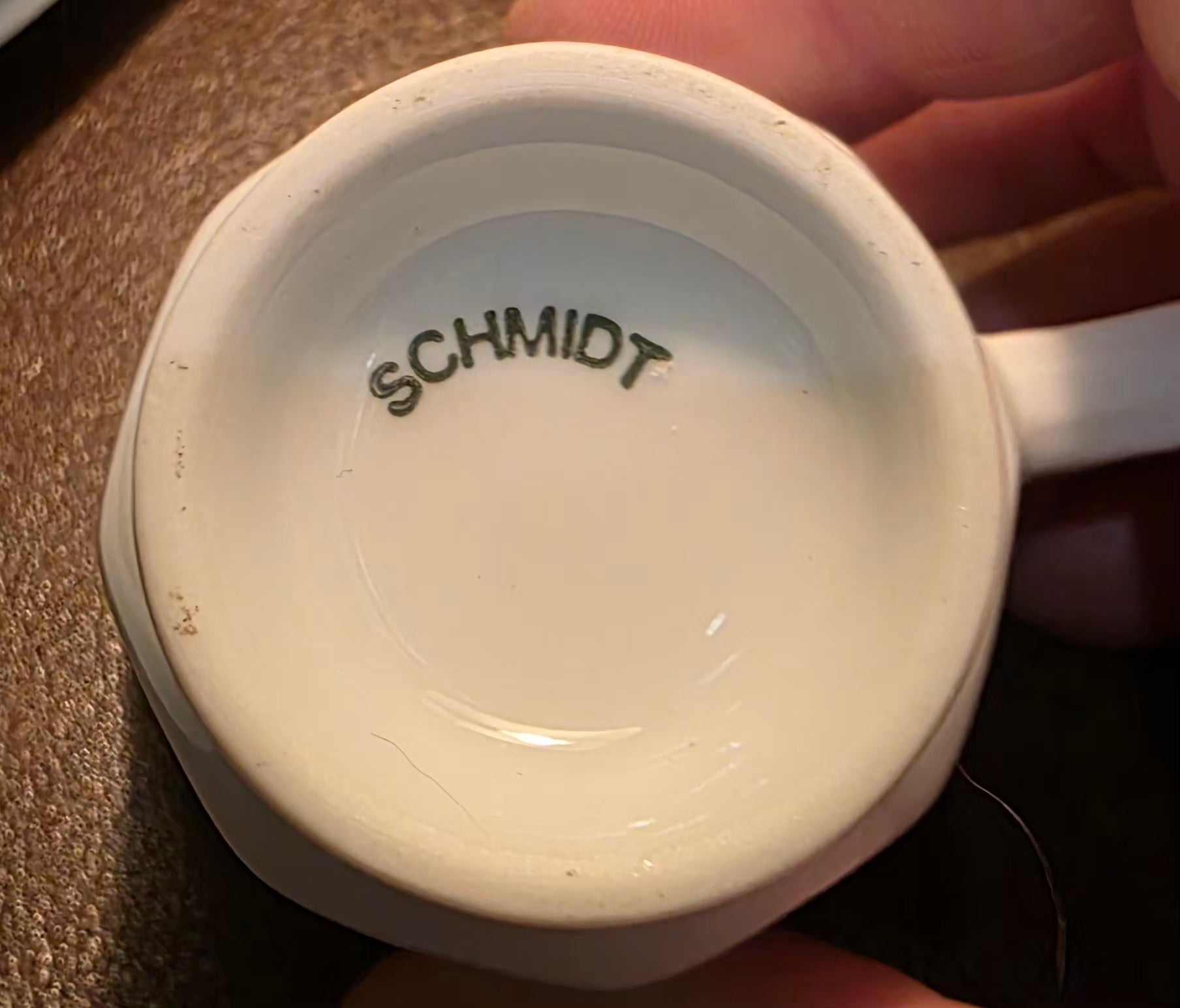 Jogo 9 xícaras café Schimidt em porcelana branca anos 2000