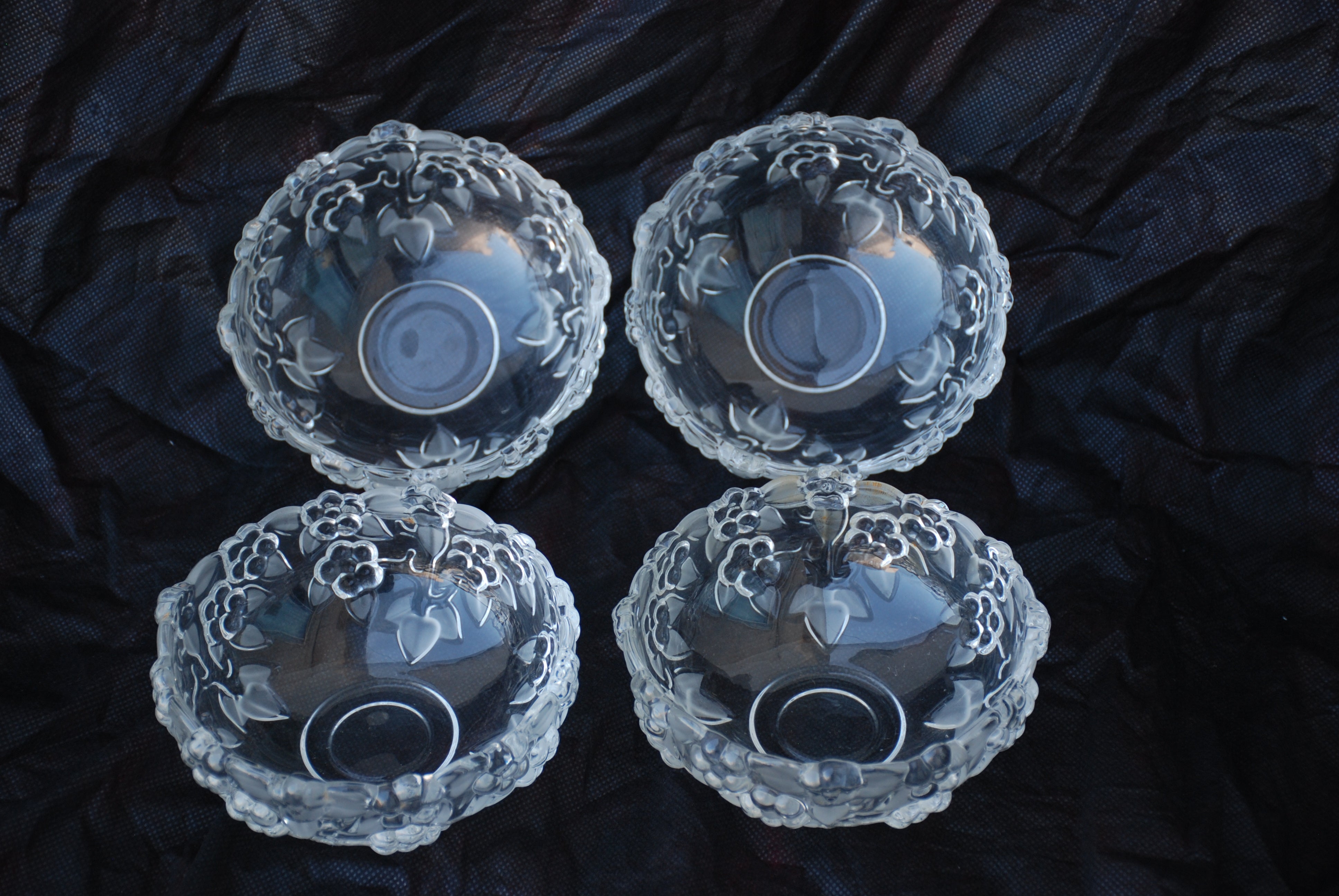 Quatro petisqueiras mikasa walther glass alemanha com flores em relevo 