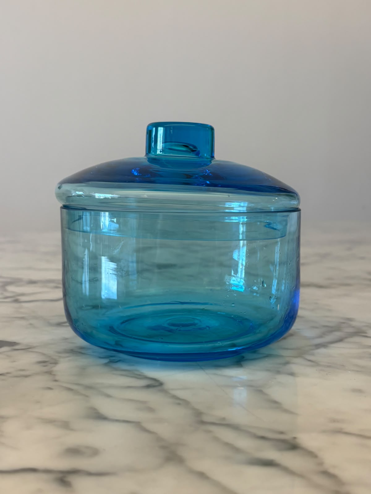 Potiche em cristal azul com tampa - Potiche "Piscina"