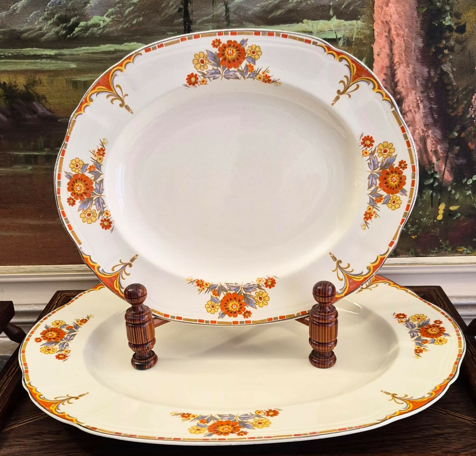 Conjunto escândalo de maravilhoso em faiança, quase centenária, inglesa Alfred Meakin, linha Royal Marigold