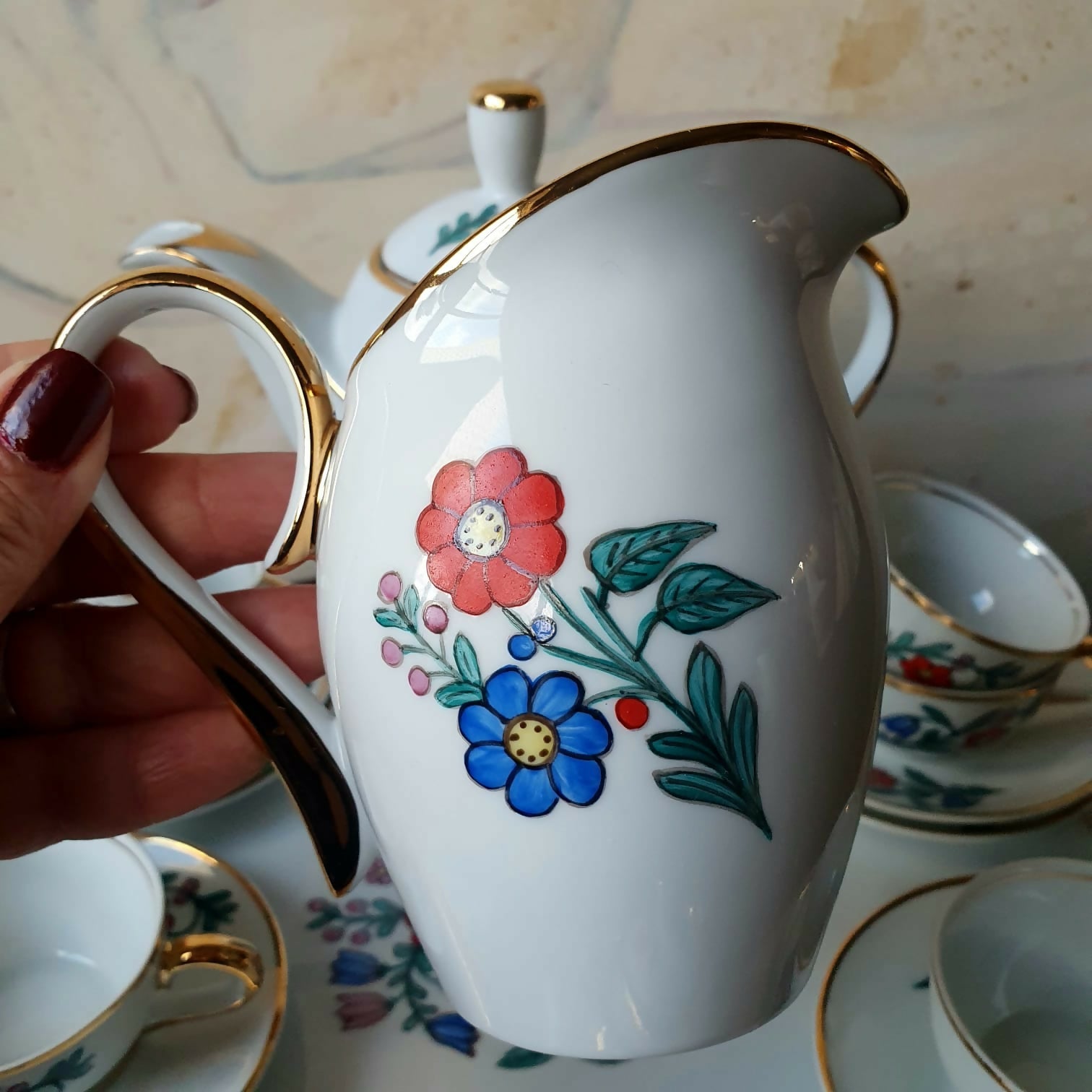 Conjunto de café completo em porcelana vintage Blumenau