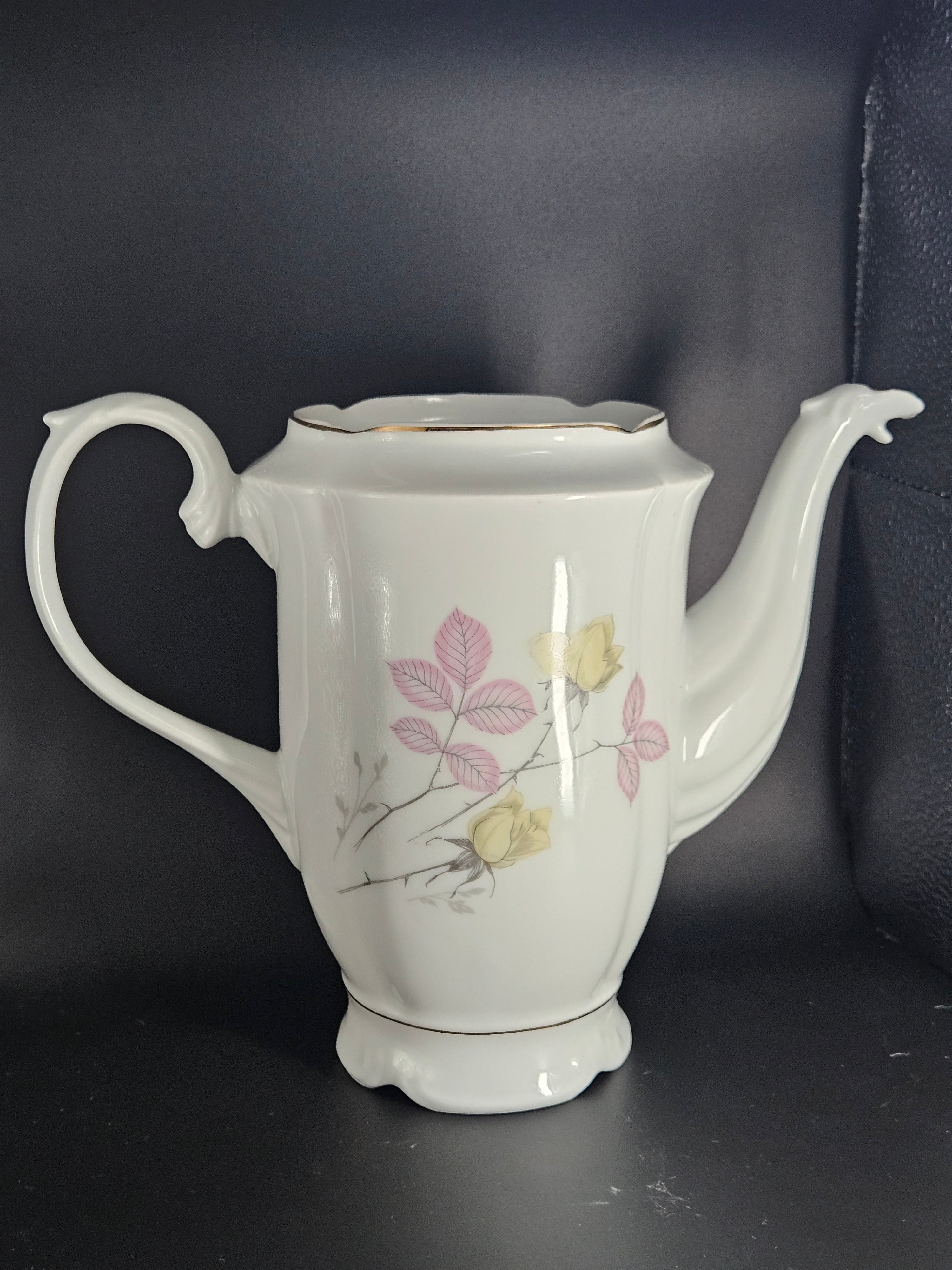 Vaso Bule  Porcelana Real Floral Sem Tampa