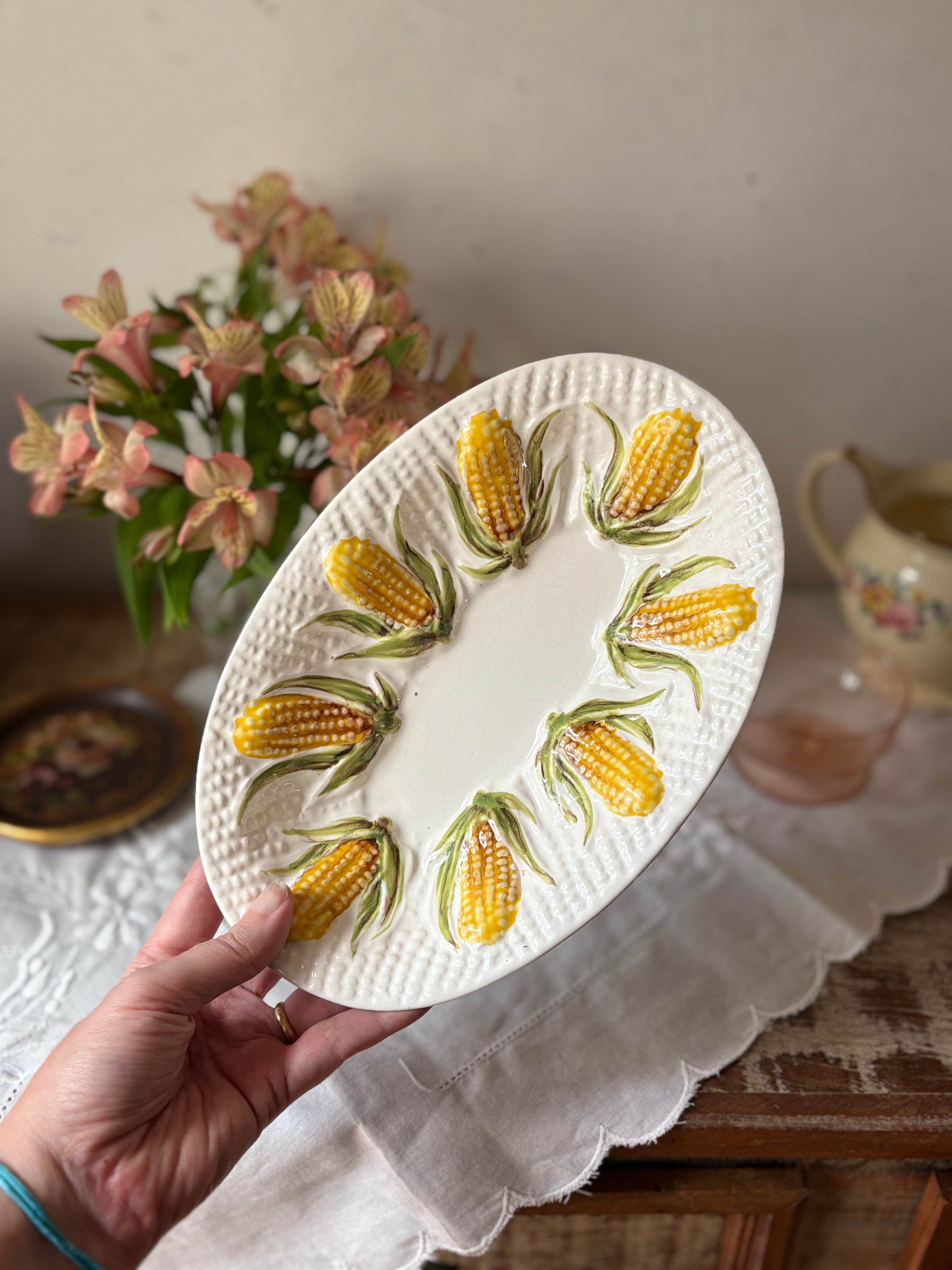 Travessa oval em cerâmica Weiss decorada com milho