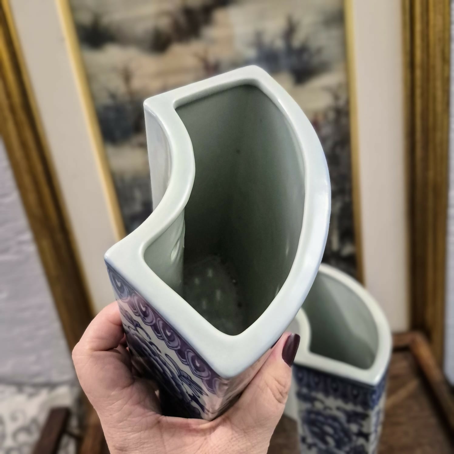 Par de floreiras incríveis, raras, em porcelana Celadon. Perfeita! Como novas!