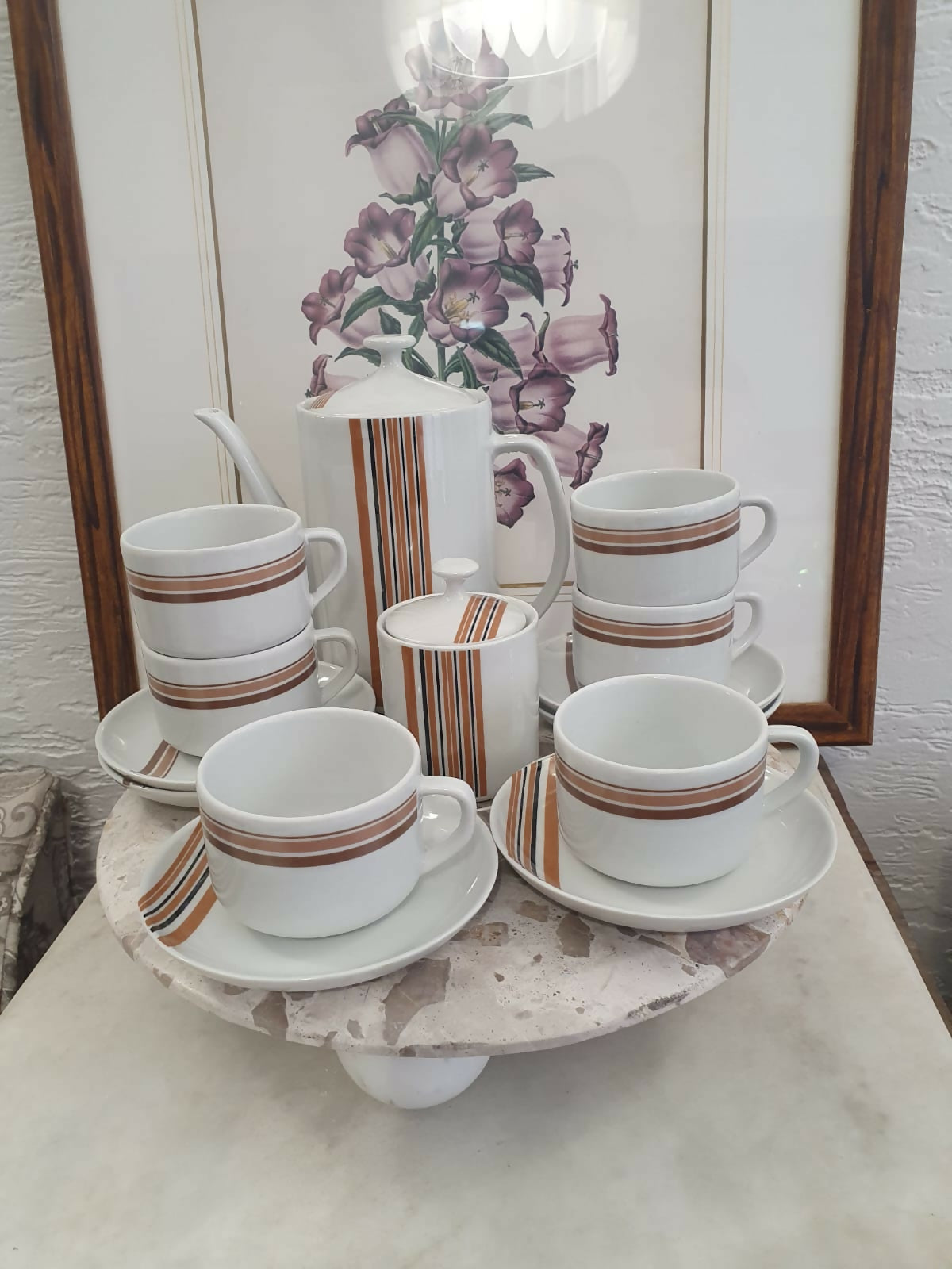 Conjunto para chá vintage em porcelana Pozzani, 8 peças. Lindo! Ótimo estado!