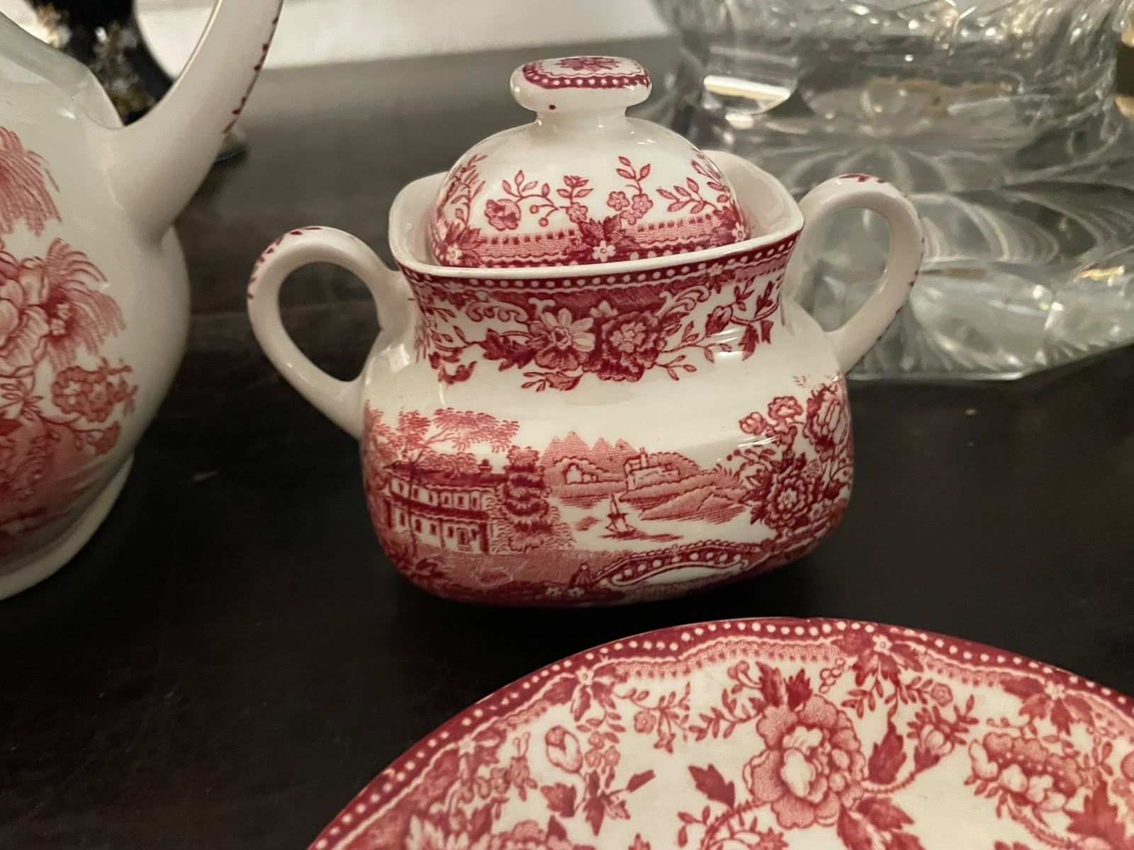 Conjunto de chá Alfred Meakin em vermelho 