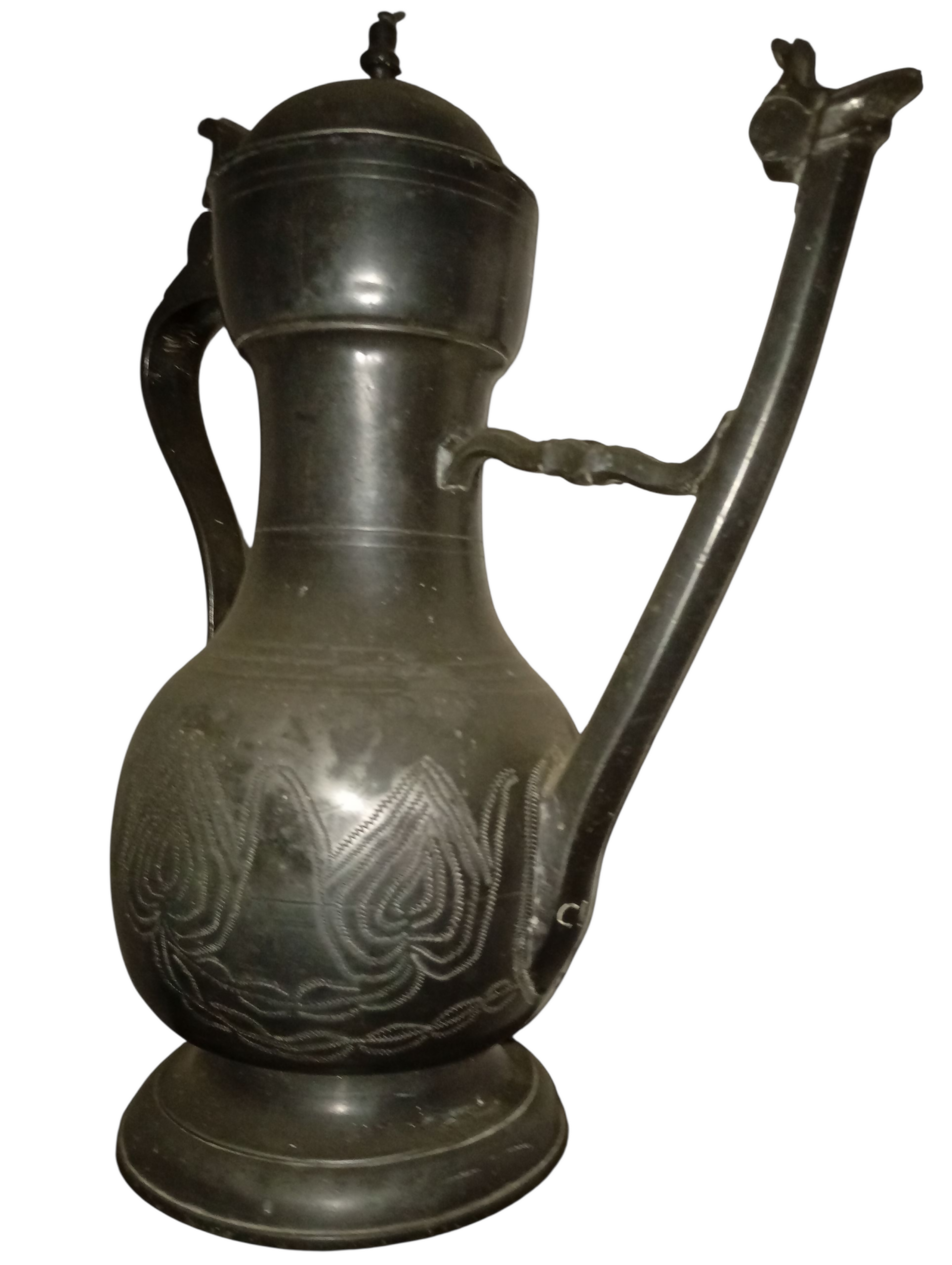 Raríssimo Stegkanne suíço em Pewter original metade do séc.XVIII, contrastado, peça catalogada