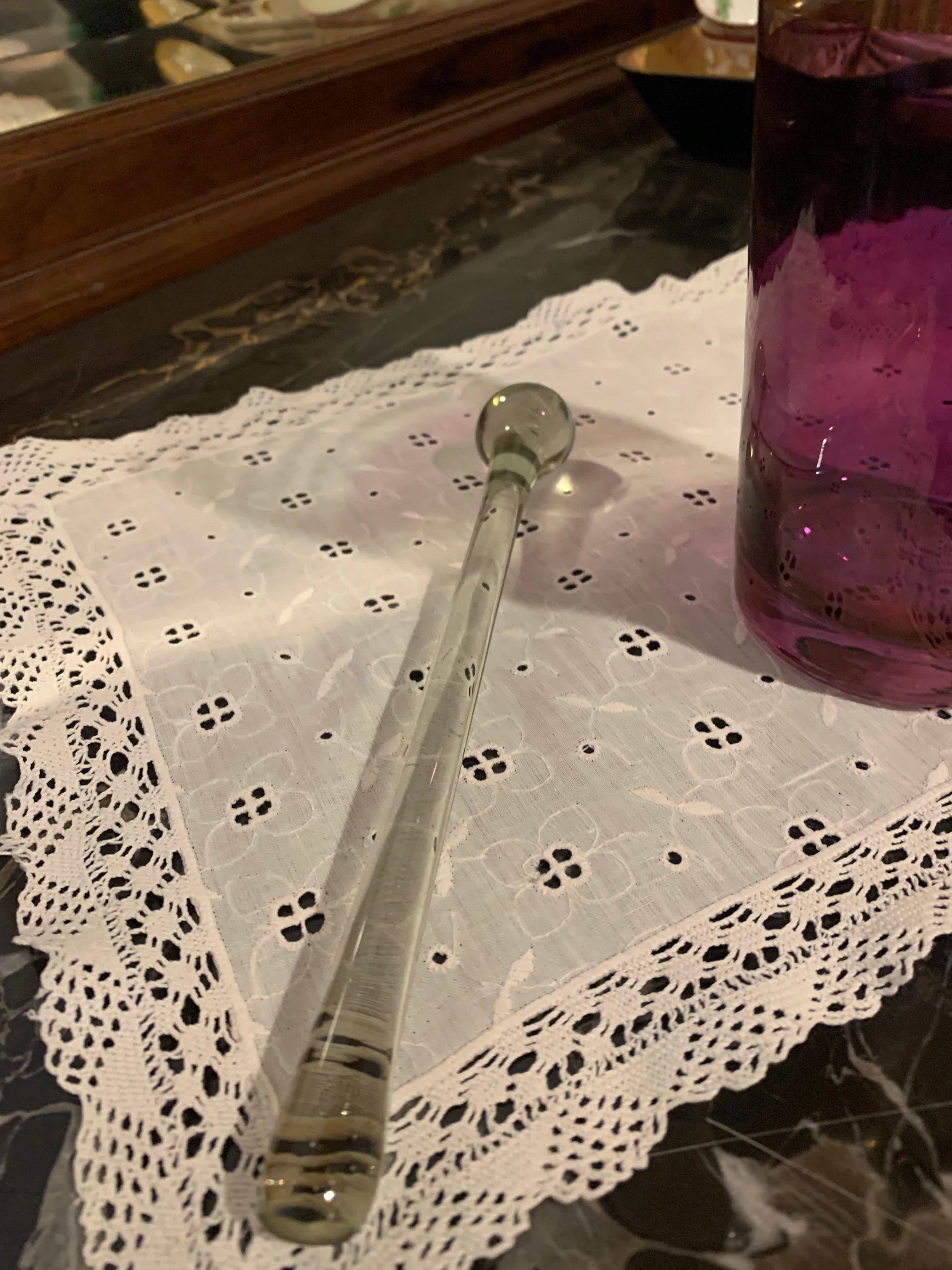 Copo anos 50/60, em vidro, misturador de bebidas