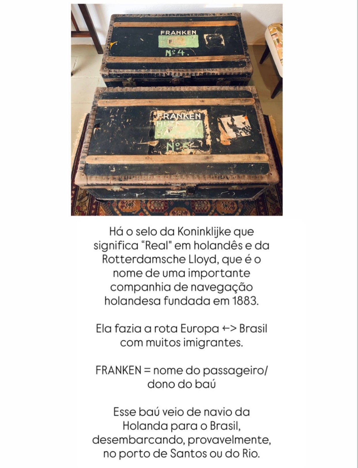 Baús vintage relíquia histórica da imigração