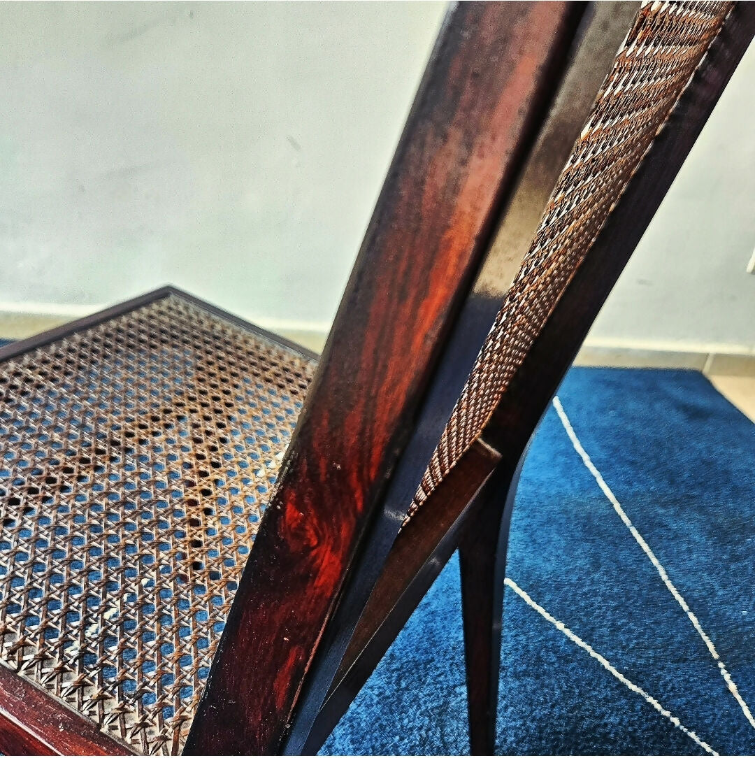 CADEIRA ANOS 50 EM JACARANDÁ E PALHINHA