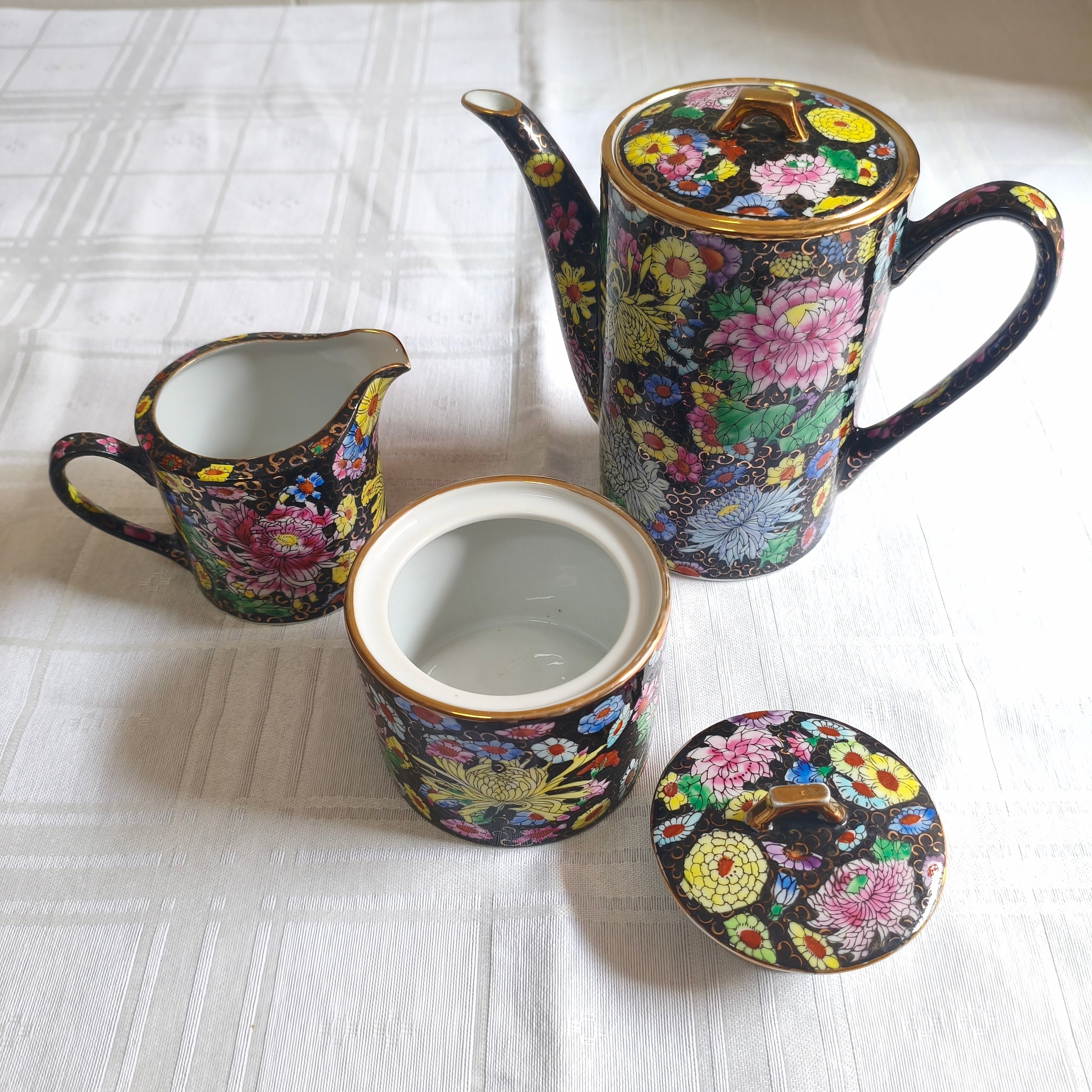 Jogo de café em porcelana chinesa pintado à mão