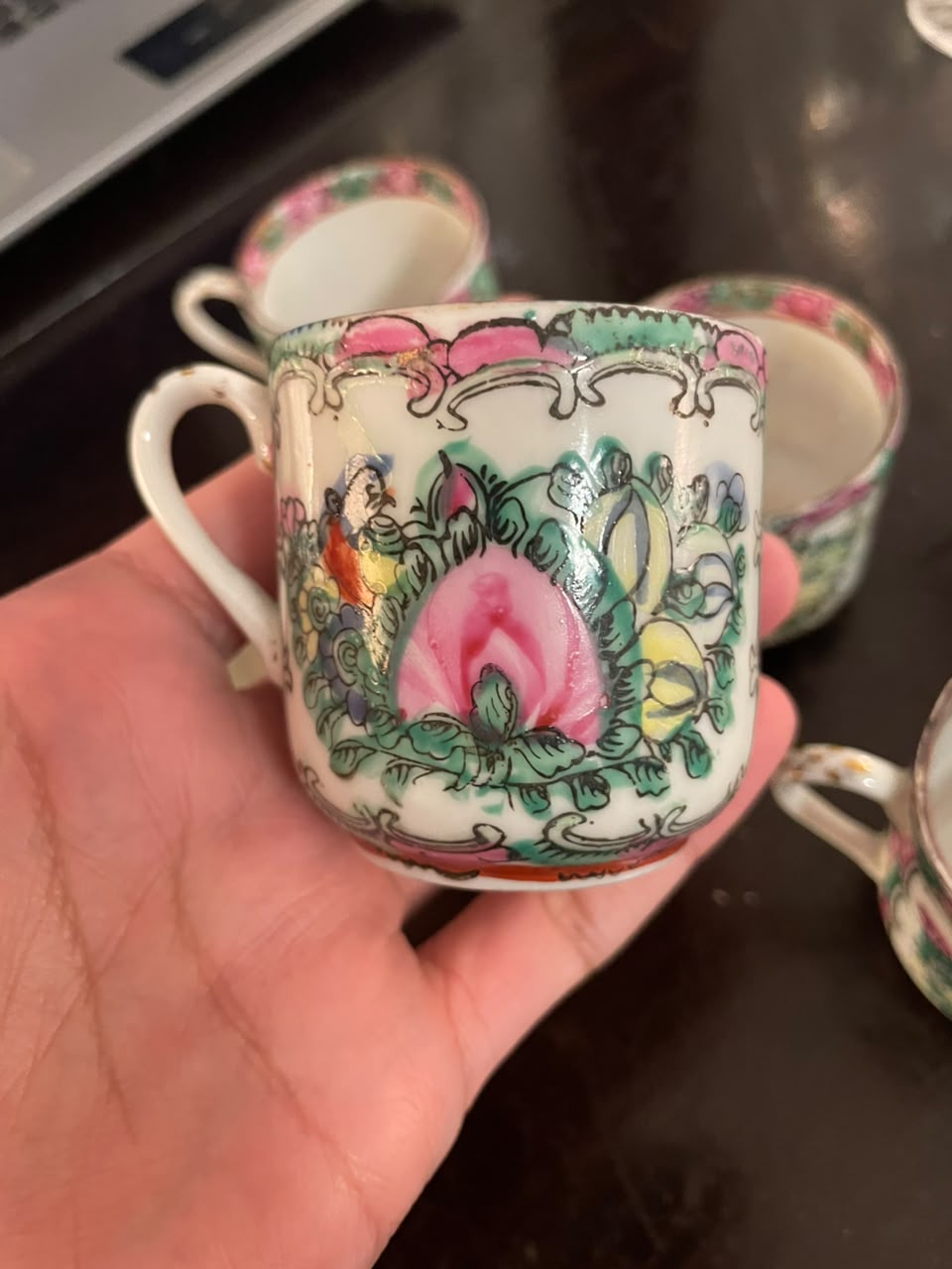 6 xícaras para café em porcelana chinesa Família Rosa