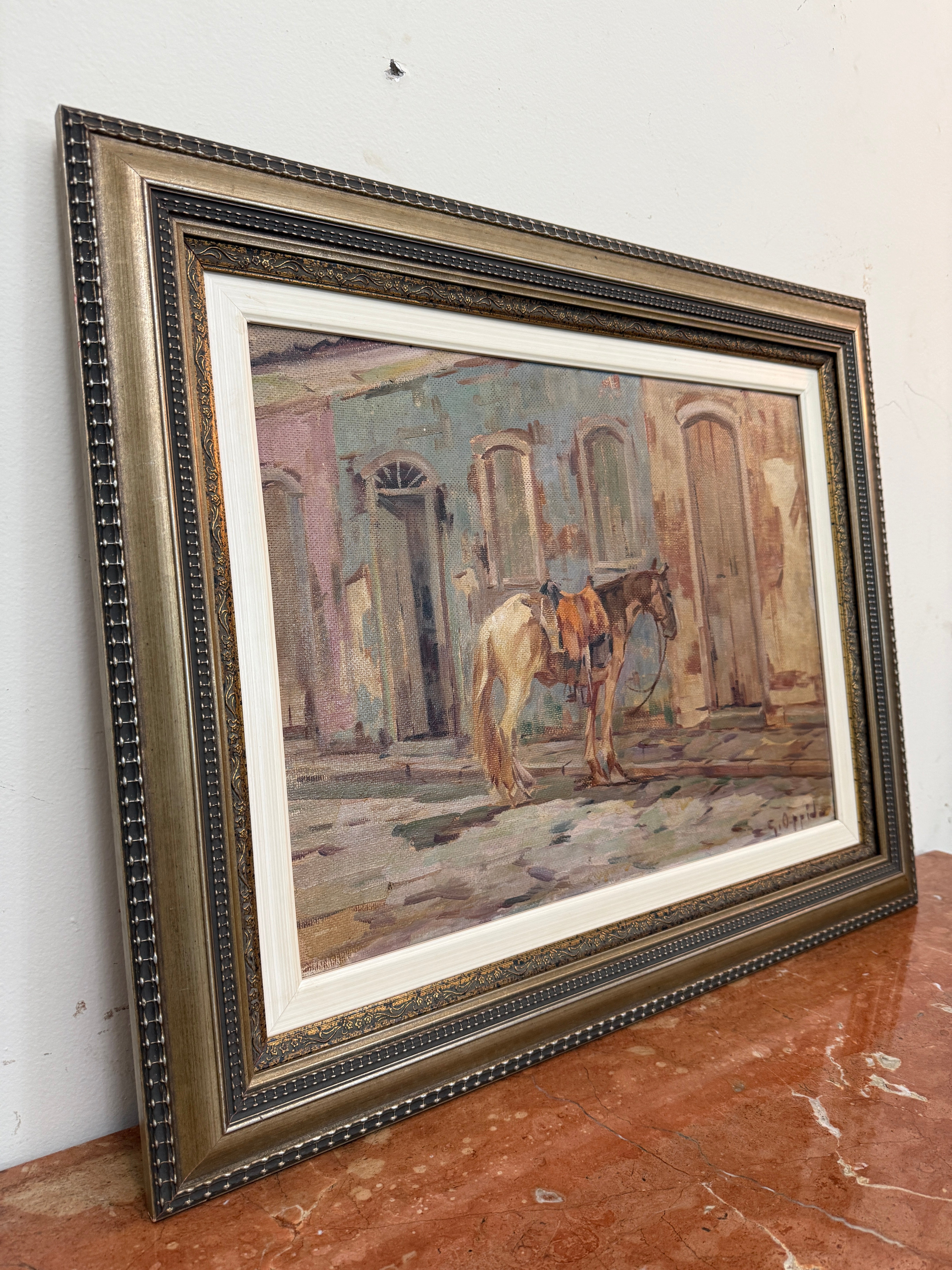 Belíssimo quadro do Giovanni Óppido retratando cavalo (0,71 x 0,58) 