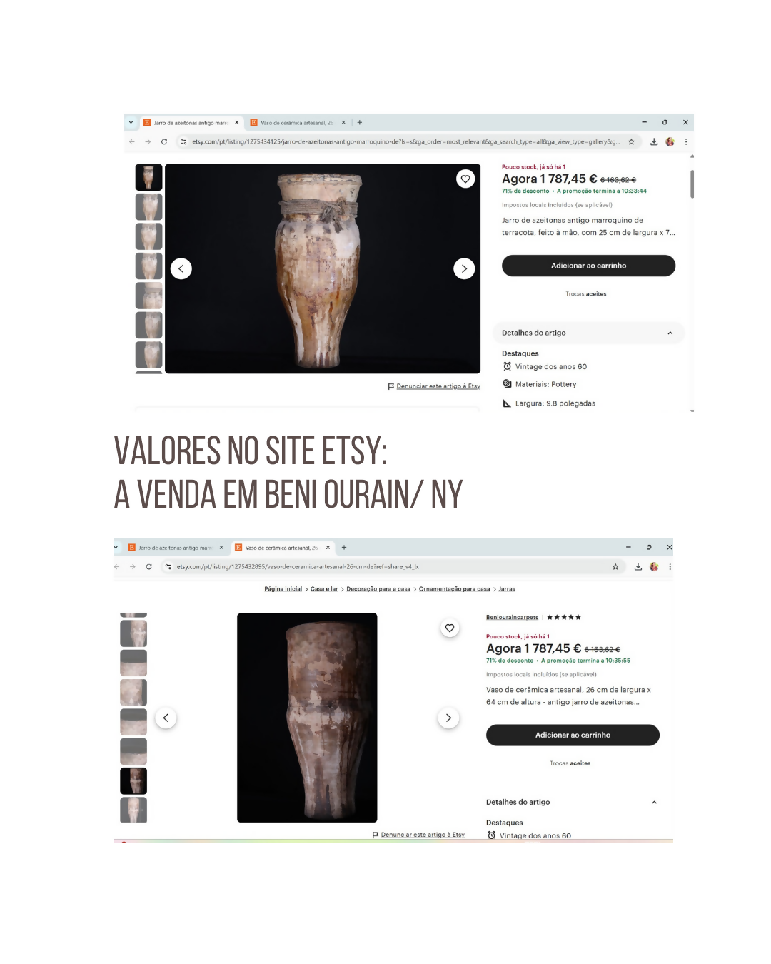 2 VASOS MARROQUINOS - Peça de antiquário adquirido no final dos anos 80 na Loeil