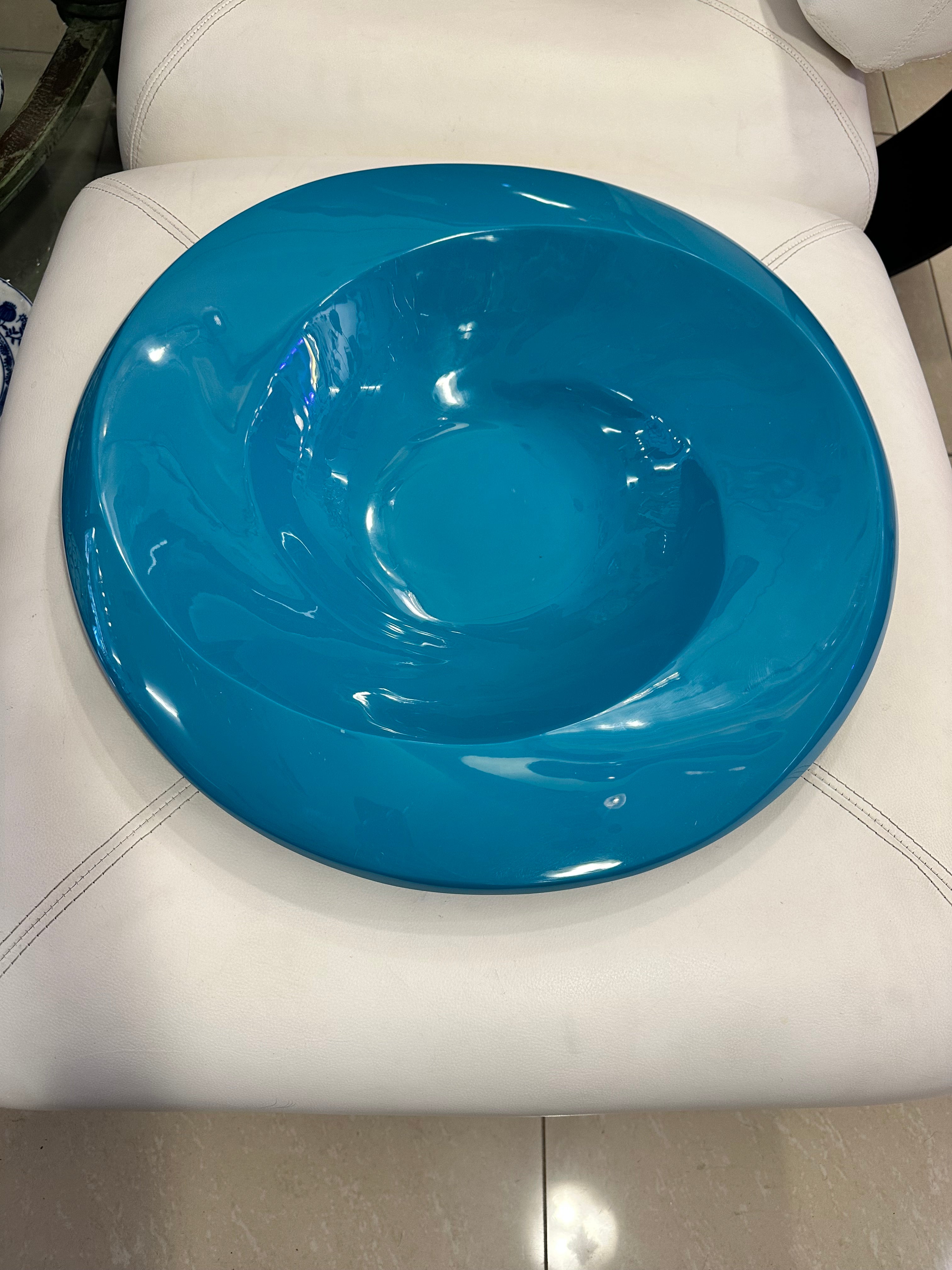 Fruteira, Centro de Mesa ou Bowl Decorativo redondo em Resina – Azul Turquesa