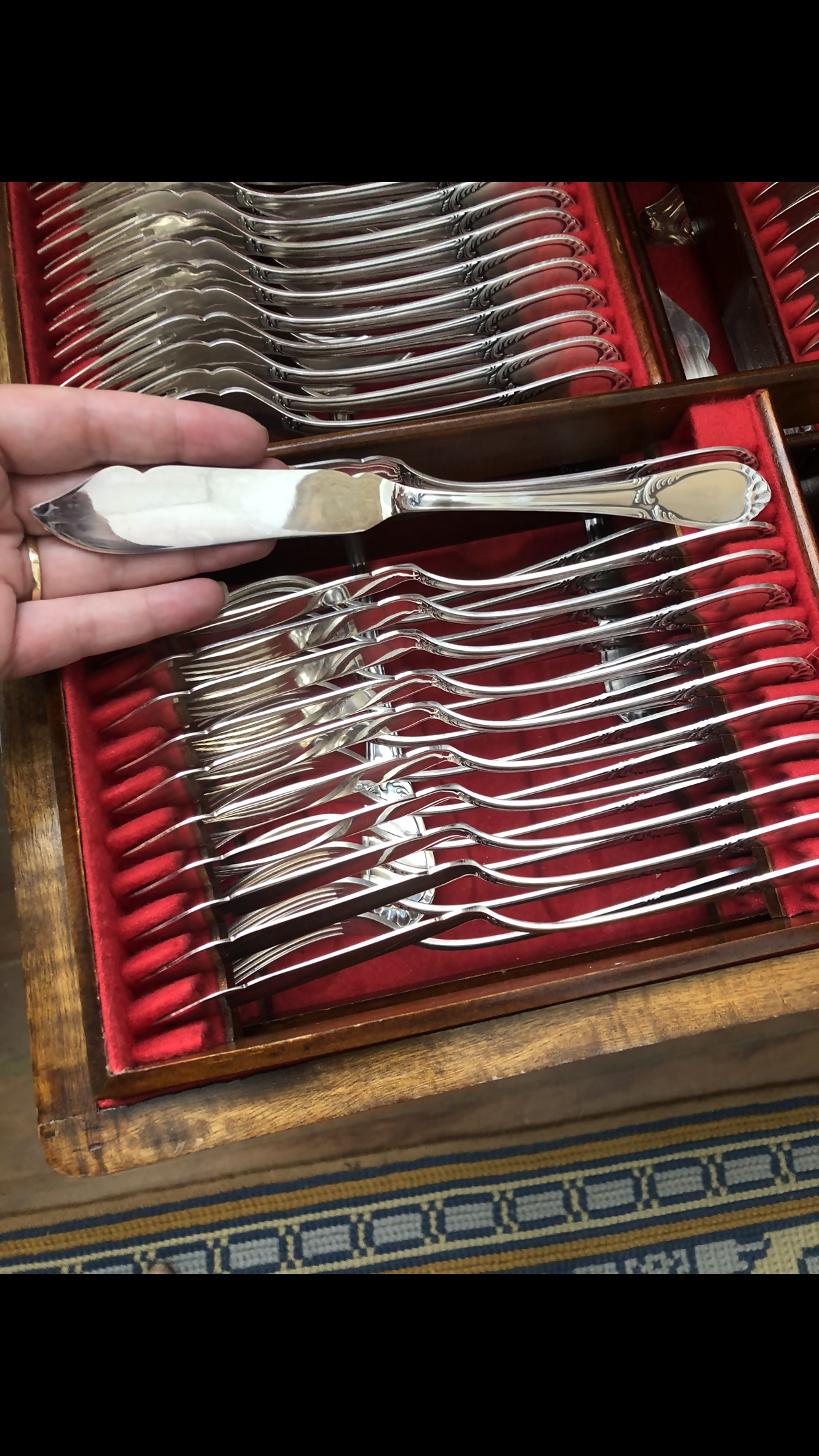 Antigo faqueiro Eberle prata 90 espessurado com 128 peças