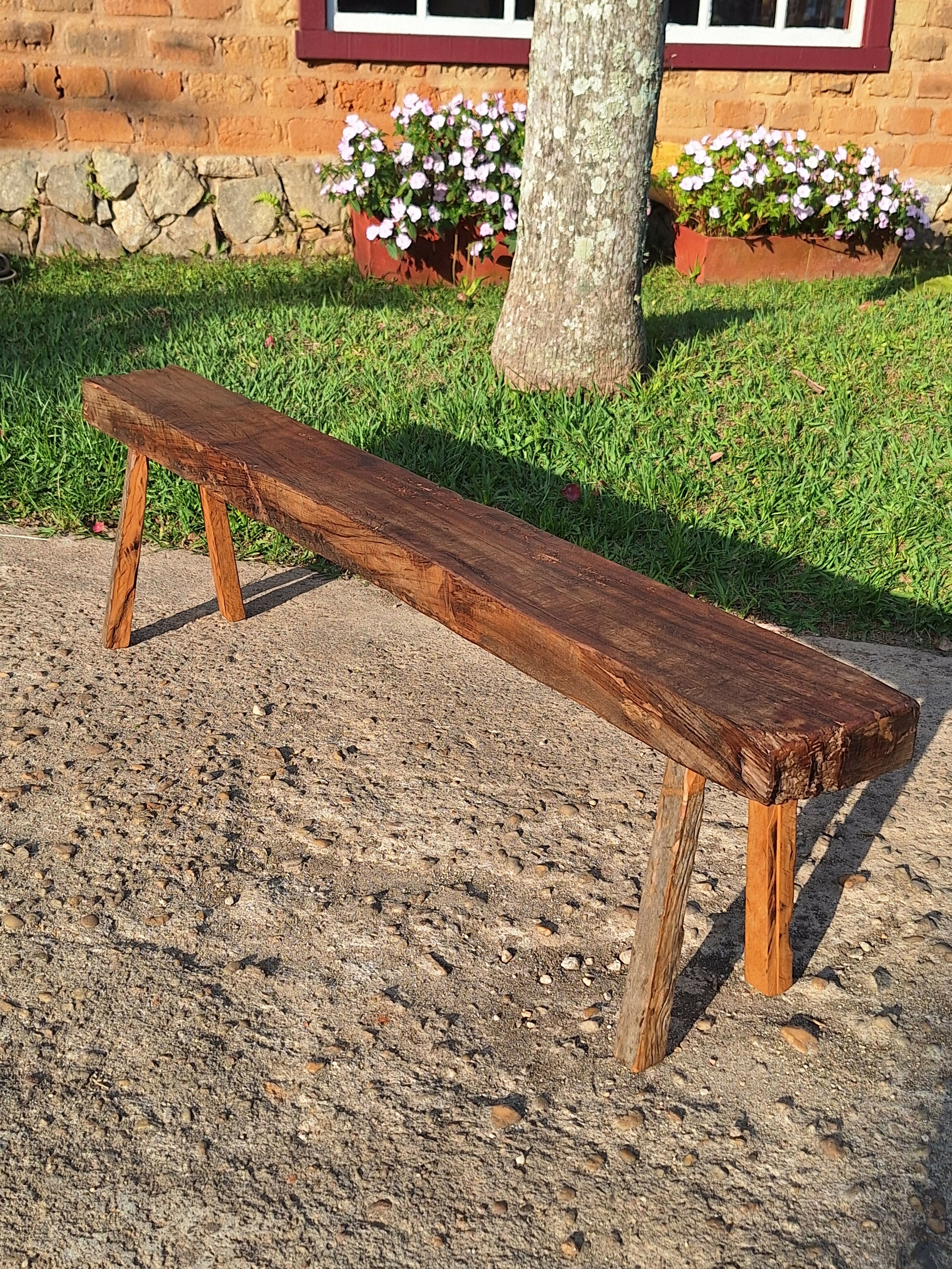 Banco de Dormente Rústico Madeira Maciça Garimpo Mineiro