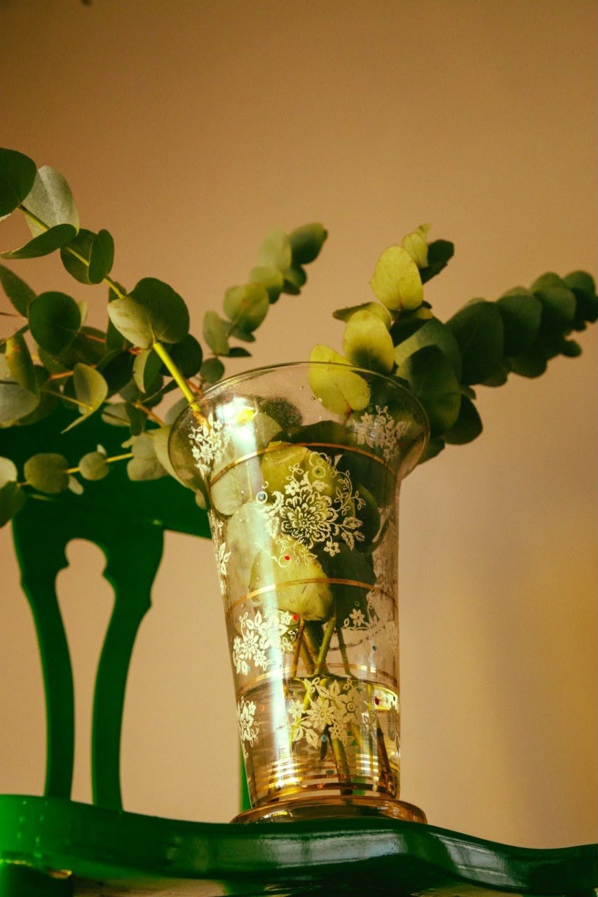 Vaso de Vidro decorado anos 50