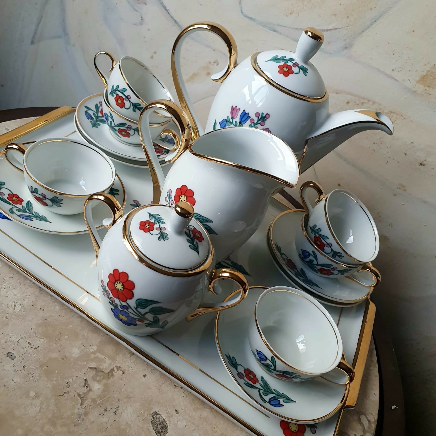 Conjunto de café completo em porcelana vintage Blumenau
