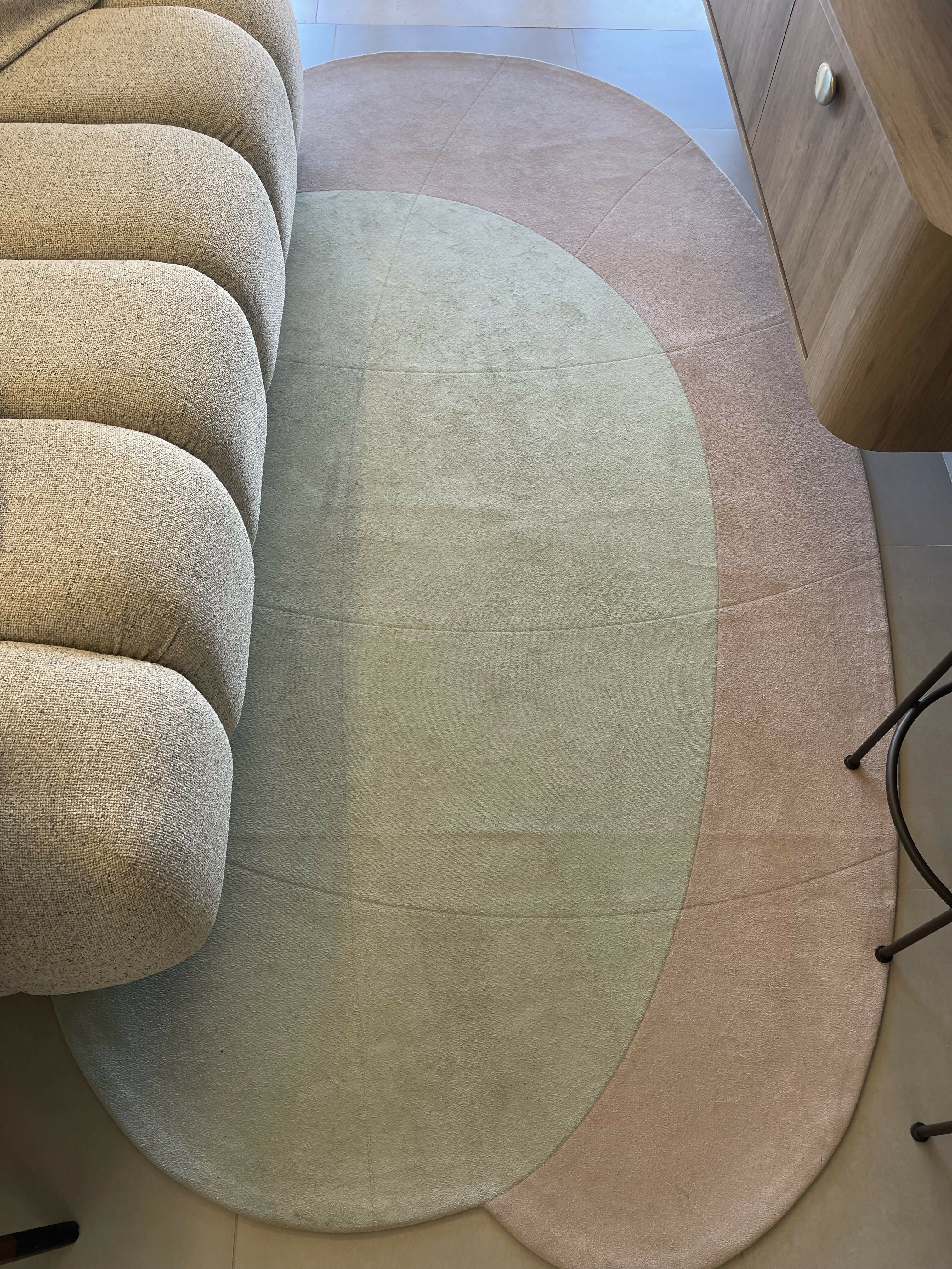 Tapete orgânico bege e verde - Tapetes São José